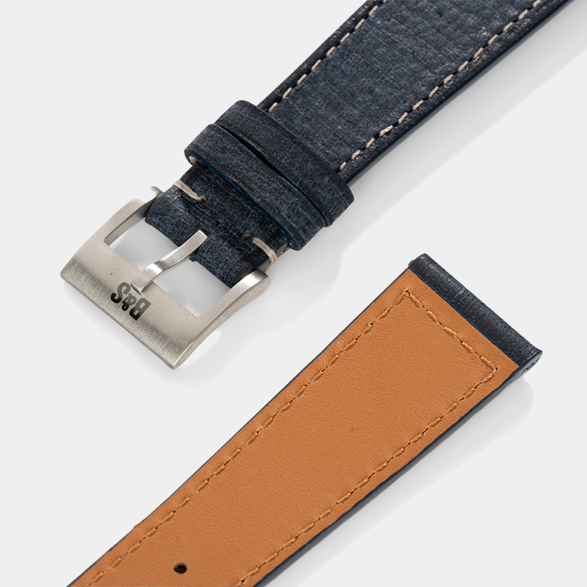 Horlogeband voor IWC Portofino - Linen Boxed Leather Denim Blue