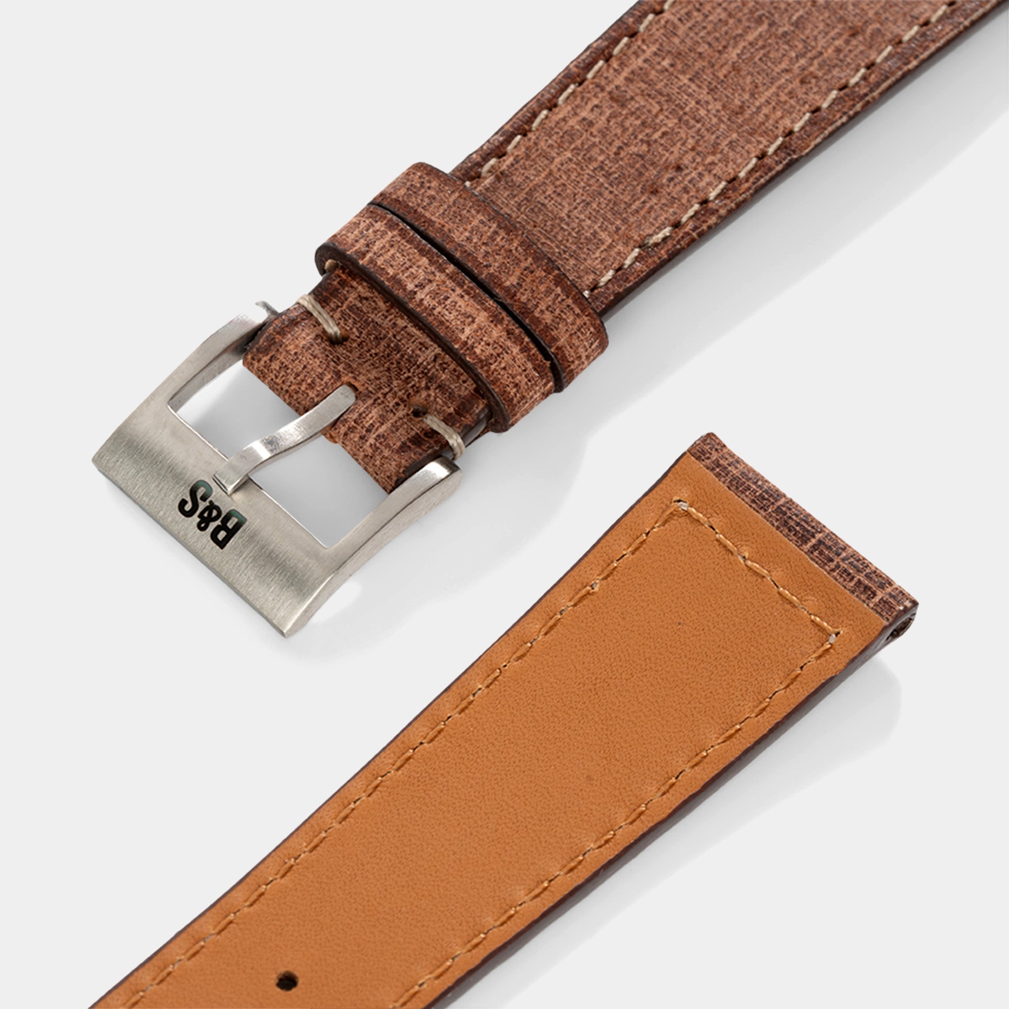Horlogeband voor IWC Portofino - Linen Boxed Leather Deep Brown