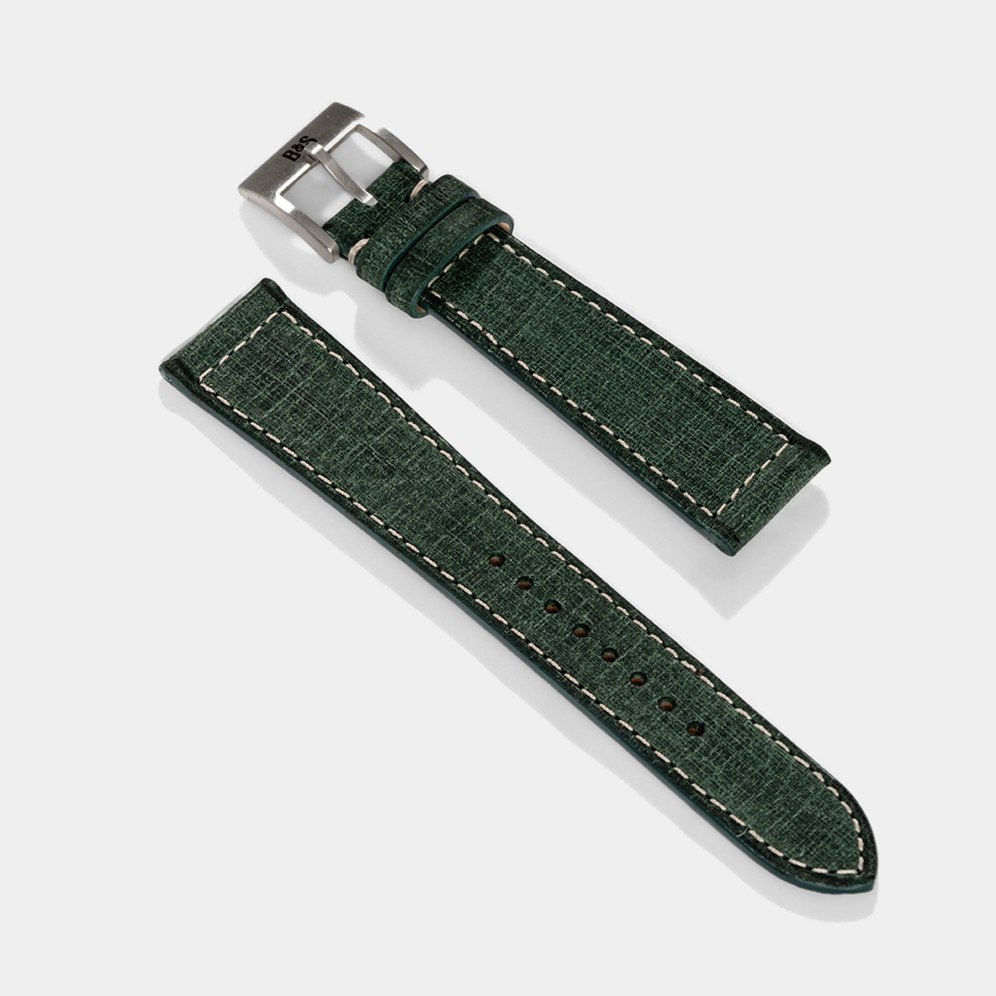 Horlogeband voor Rolex Explorer 2 - Linen Boxed Leather Elegant Green (20mm)