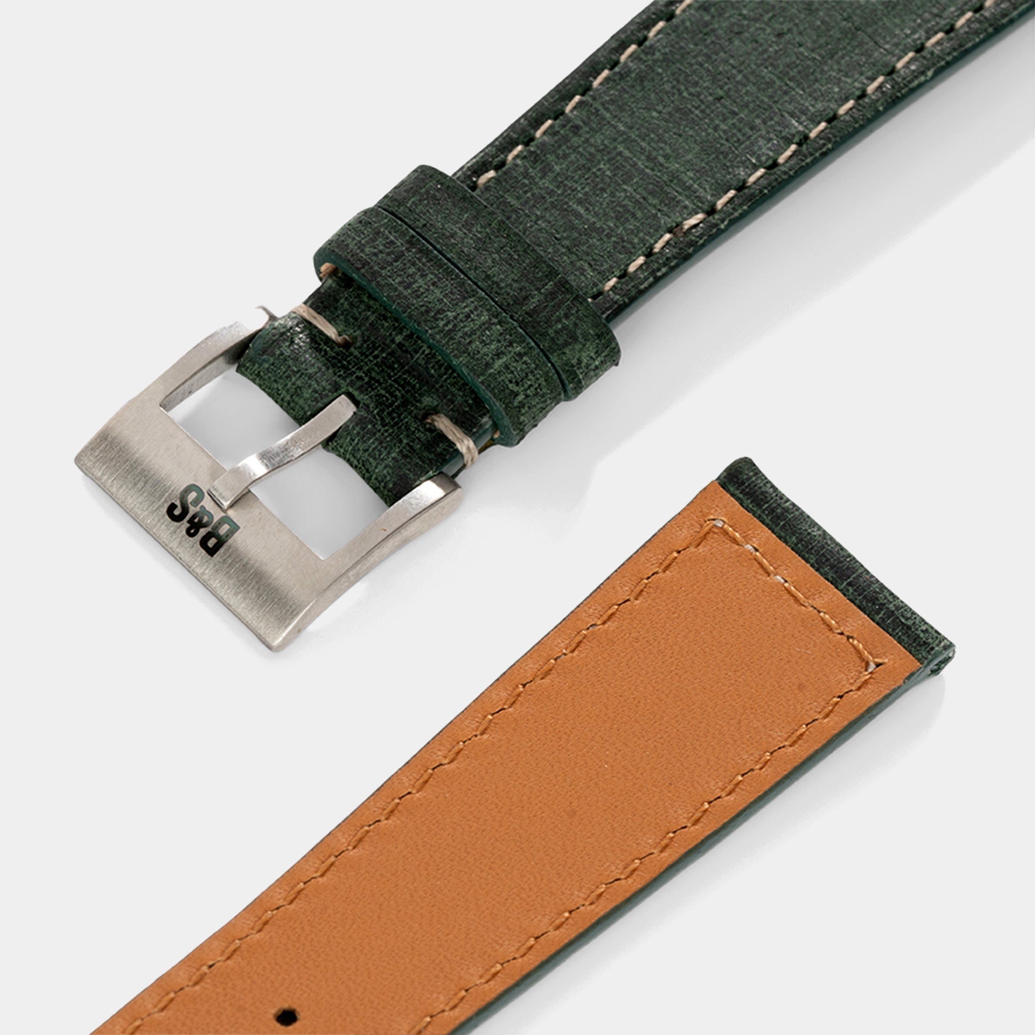 Horlogeband voor Rolex Explorer 2 - Linen Boxed Leather Elegant Green (20mm)