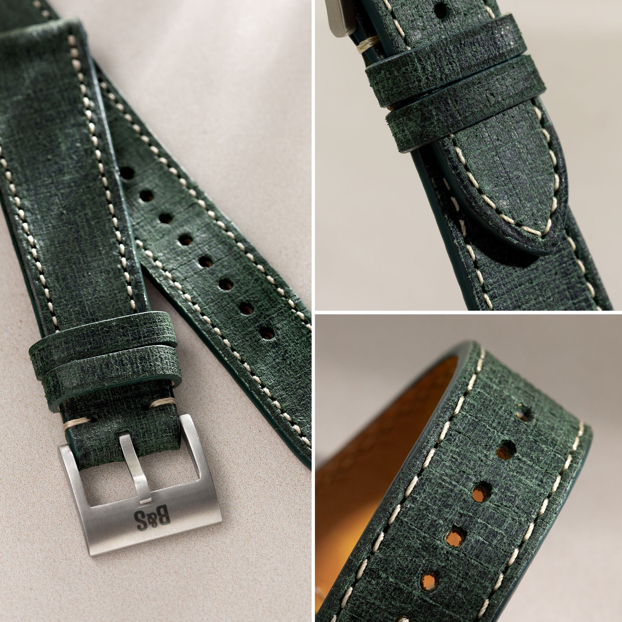 Horlogeband voor Rolex Seadweller - Green Linen Leather