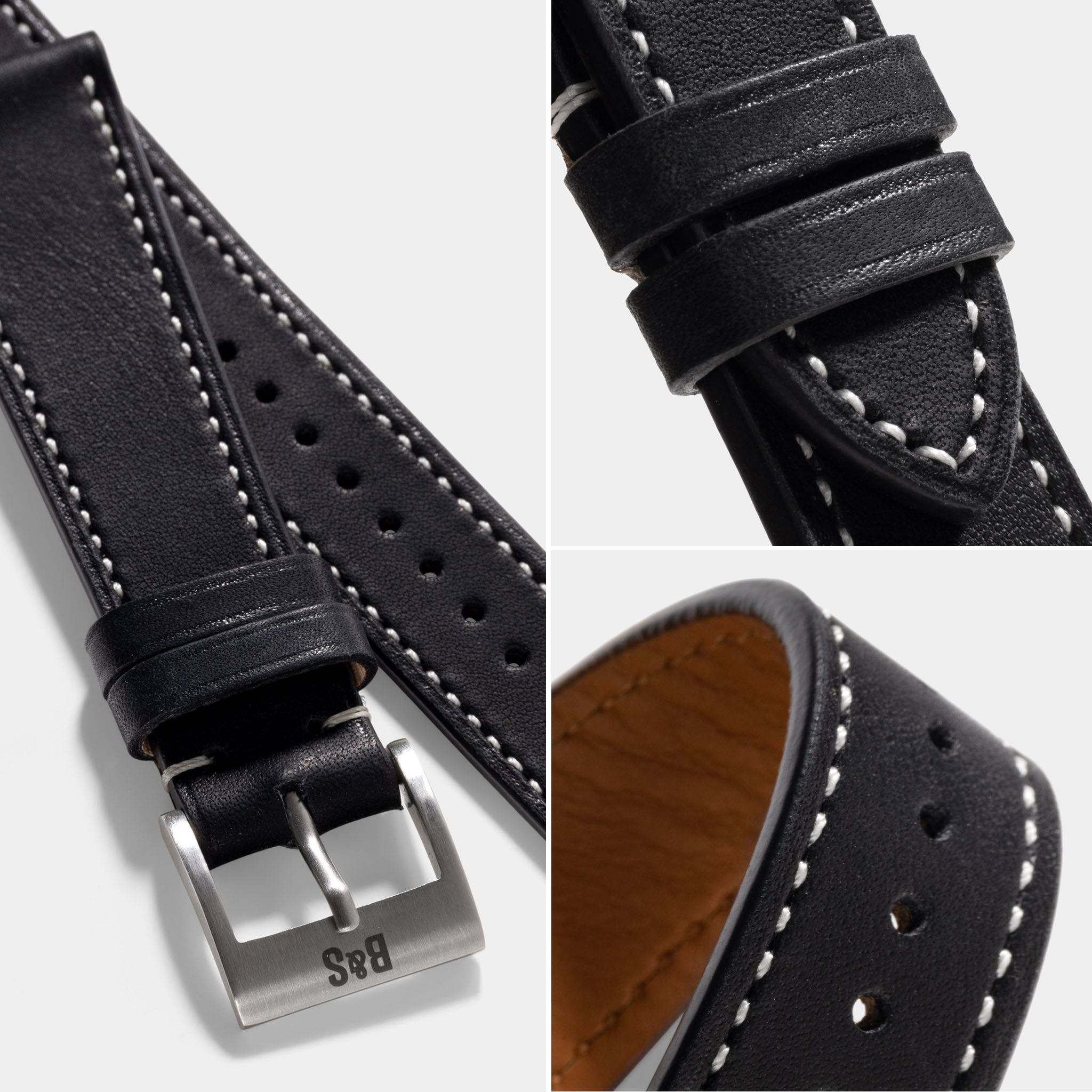 Chevalin Black Leather Watch Strap
