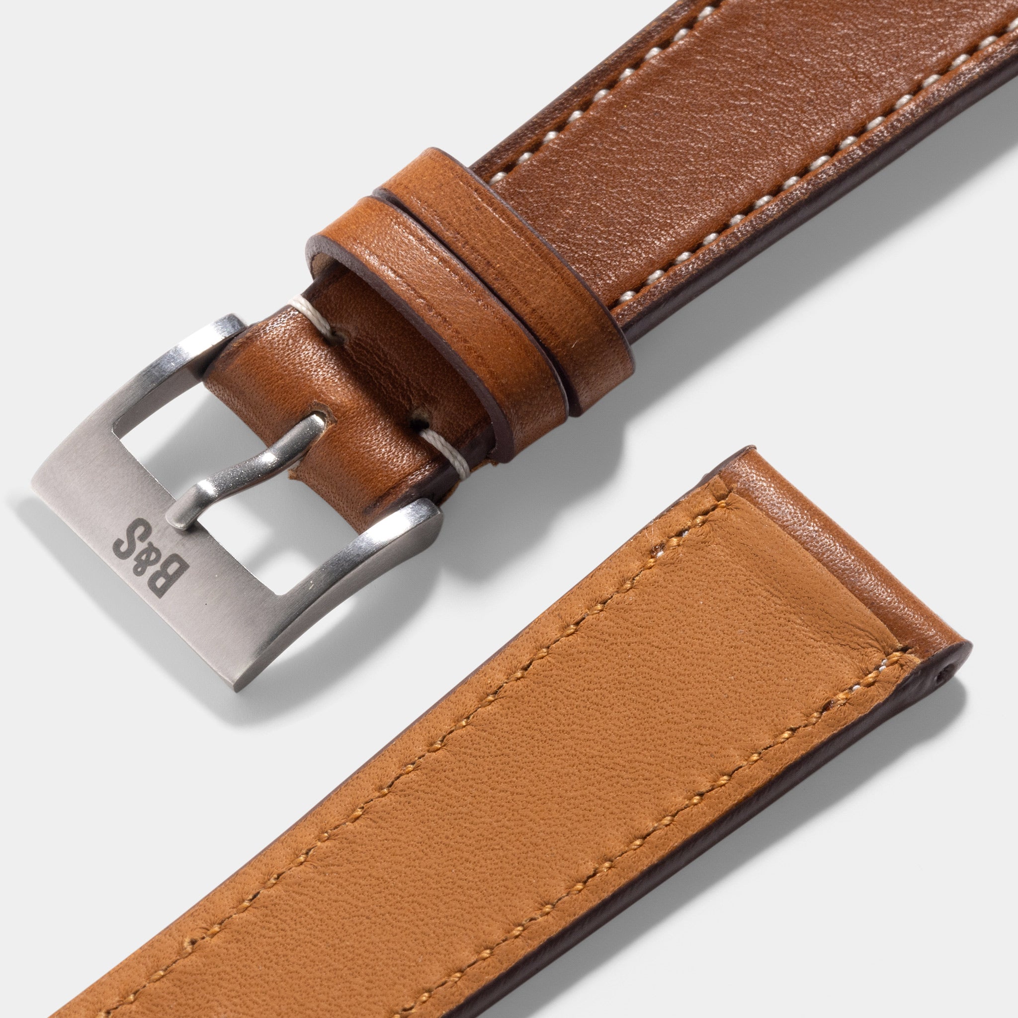 Barenia Cognac Brown Leren Horlogeband