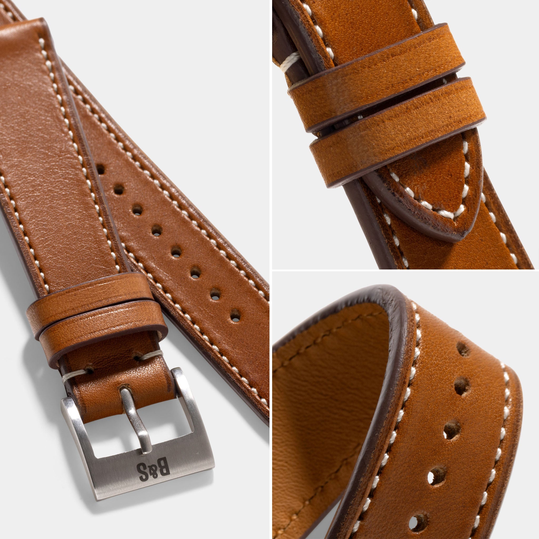 Barenia Cognac Brown Leren Horlogeband