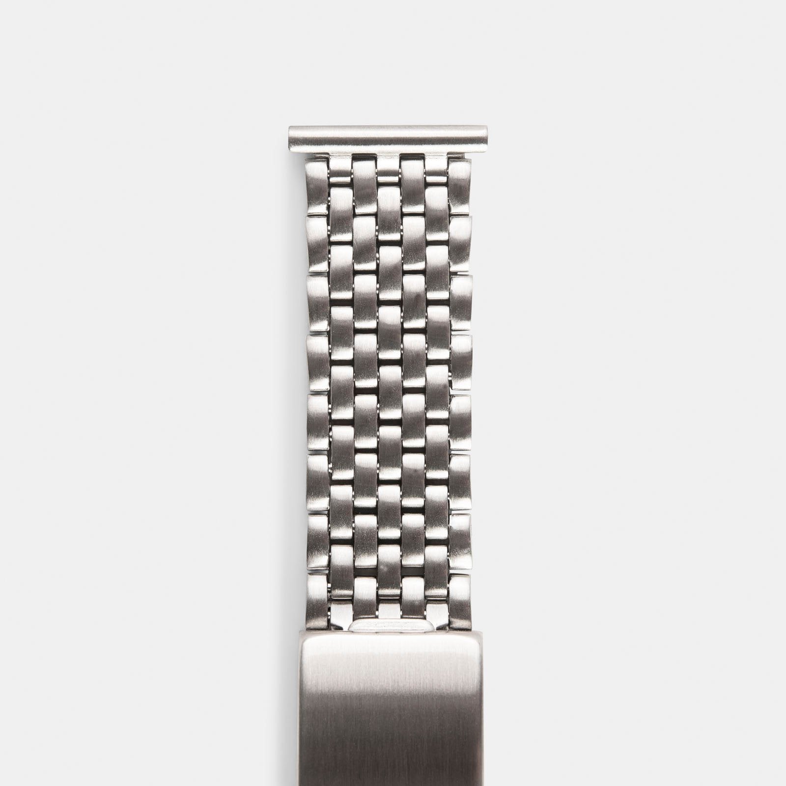 Beads Of Rice Horlogearmband - mat staal - rechte endlinks - Lengte Lang