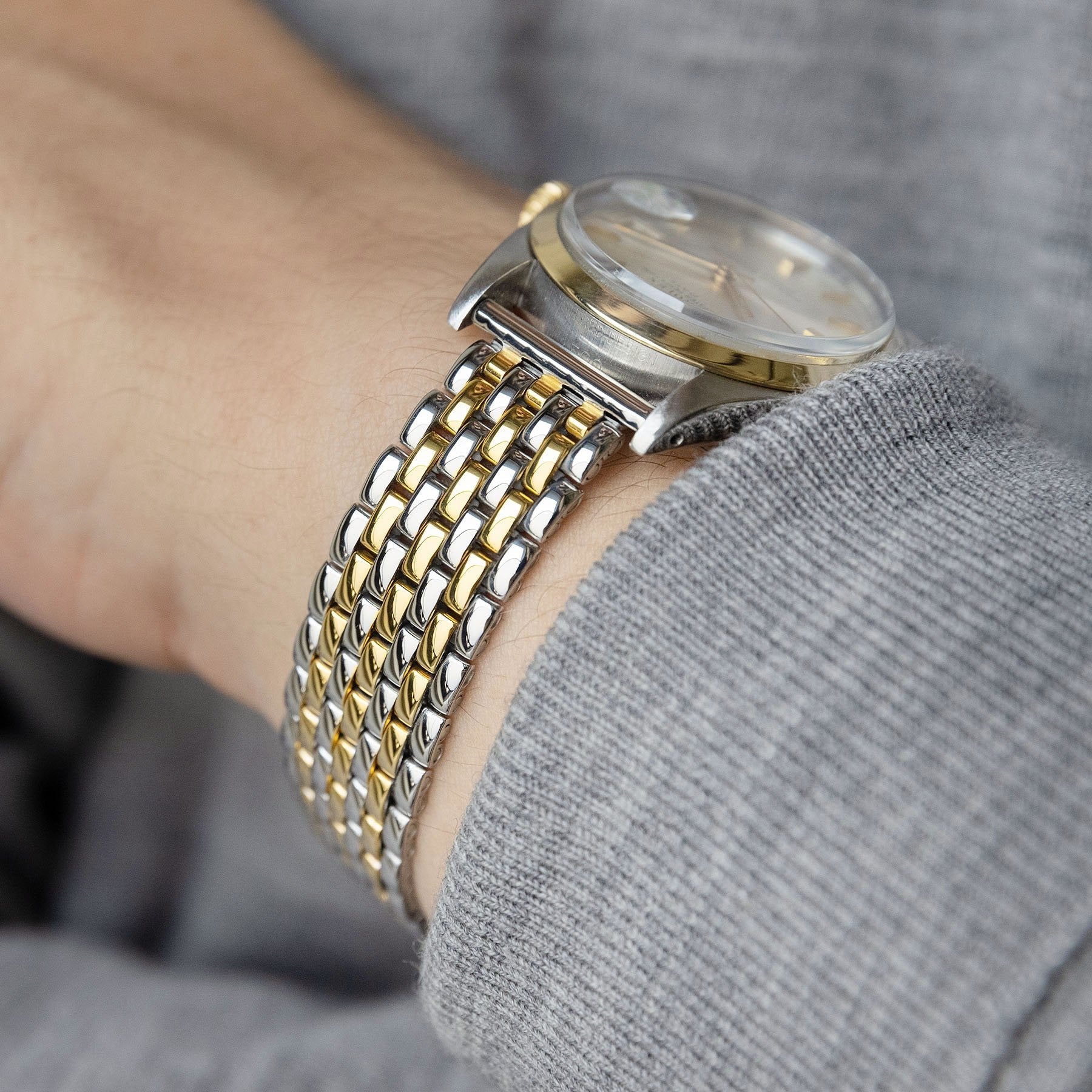Beads Of Rice staal/goud Horlogearmband - rechte endlinks