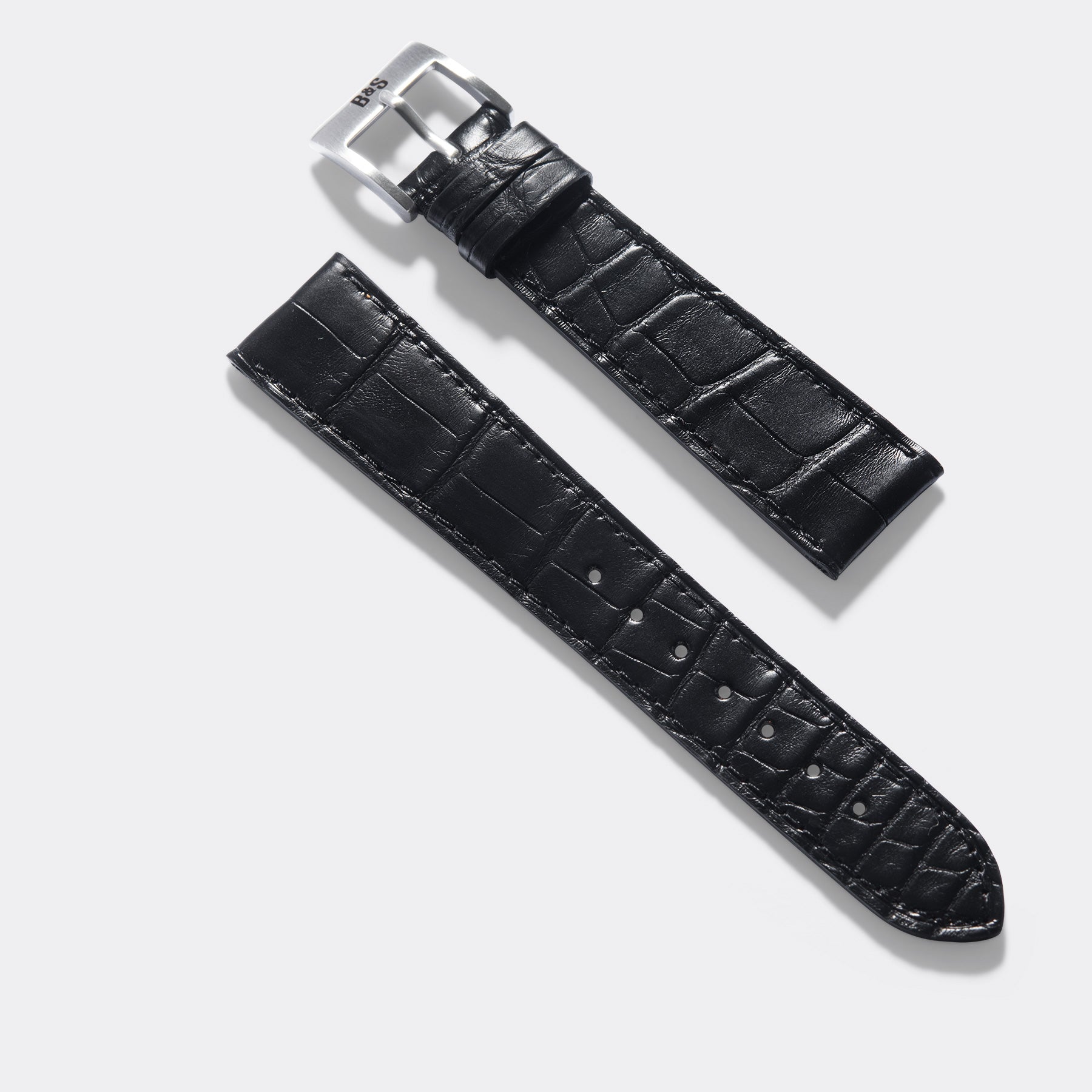 Premium Alligator Zwart Leren Horlogeband