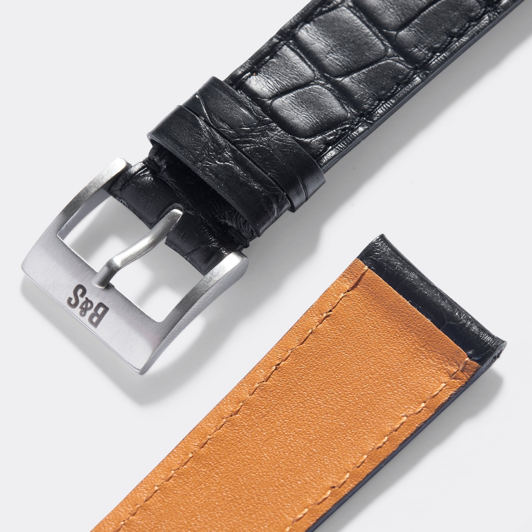 Premium Alligator Black Leather Watch Strap
