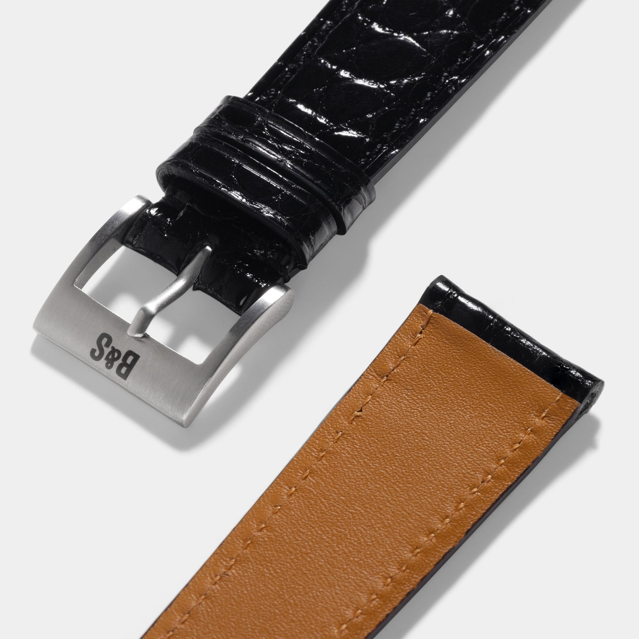 Brilliant Black Alligator Leather Watch Strap