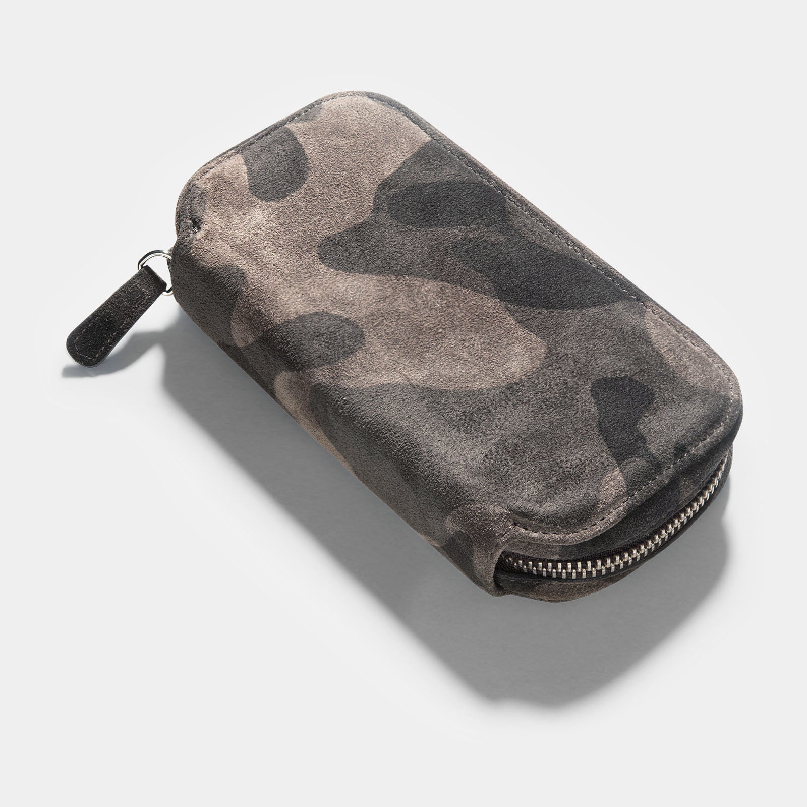 Black Camo 2 Watch Leather Zip Pouch