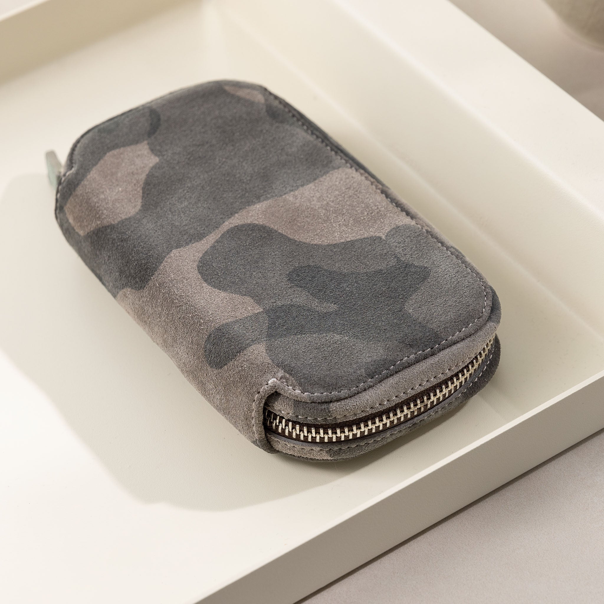 Black Camo 2 Watch Leather Zip Pouch