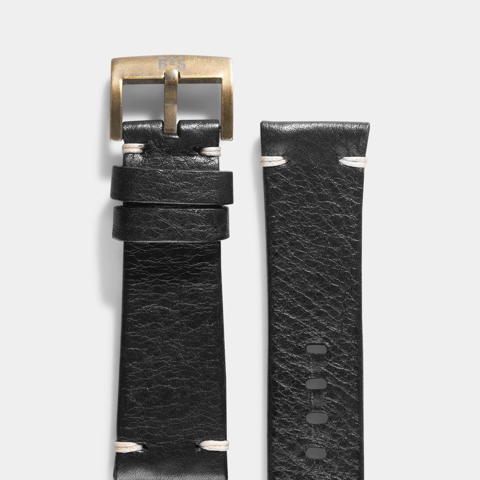 Bronze Perfect Match Zwart Leren Horlogeband