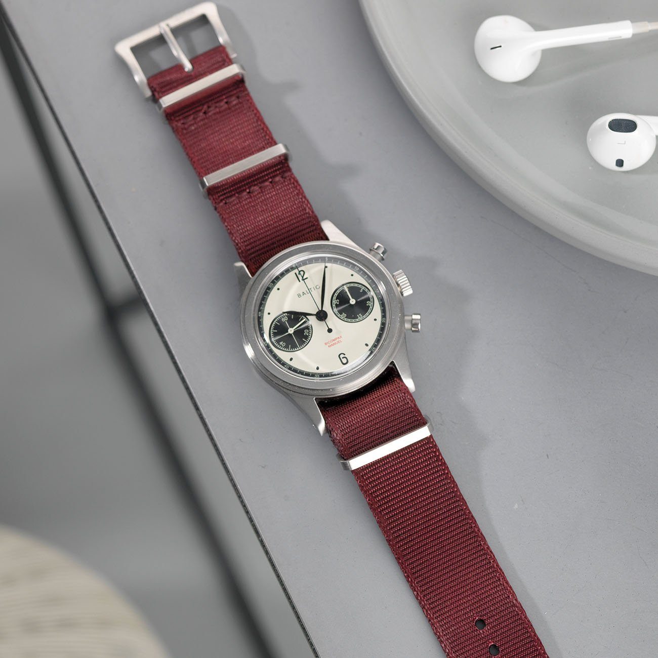 Deluxe Nylon Nato Horlogeband Burgundy Red