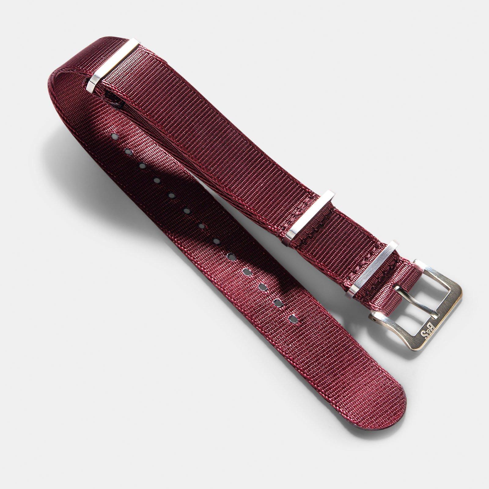 Horlogeband voor Rolex Explorer 2 - Nylon Single Pass Burgundy Red (20mm)