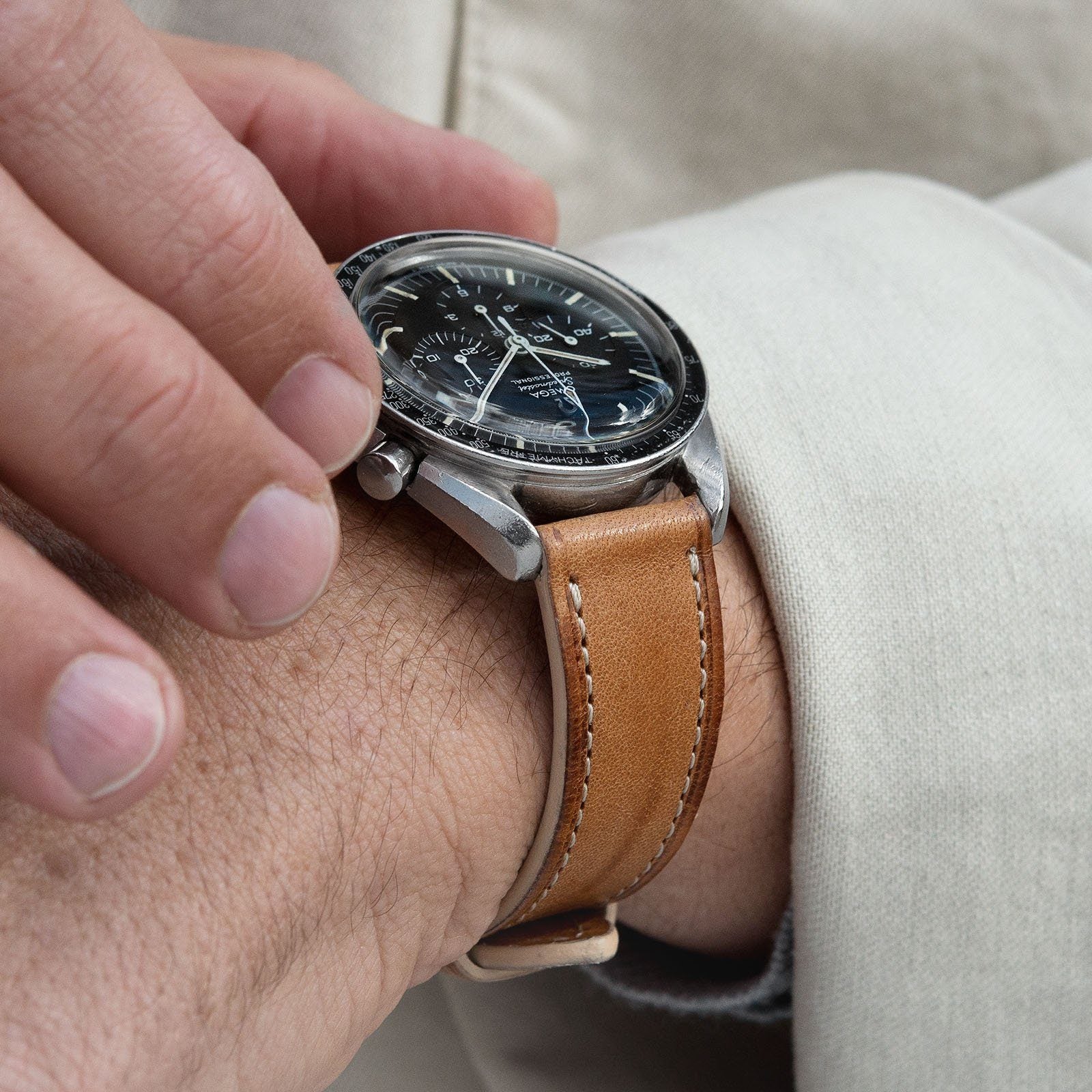 Cosaro Brown Retro Leren Horlogeband