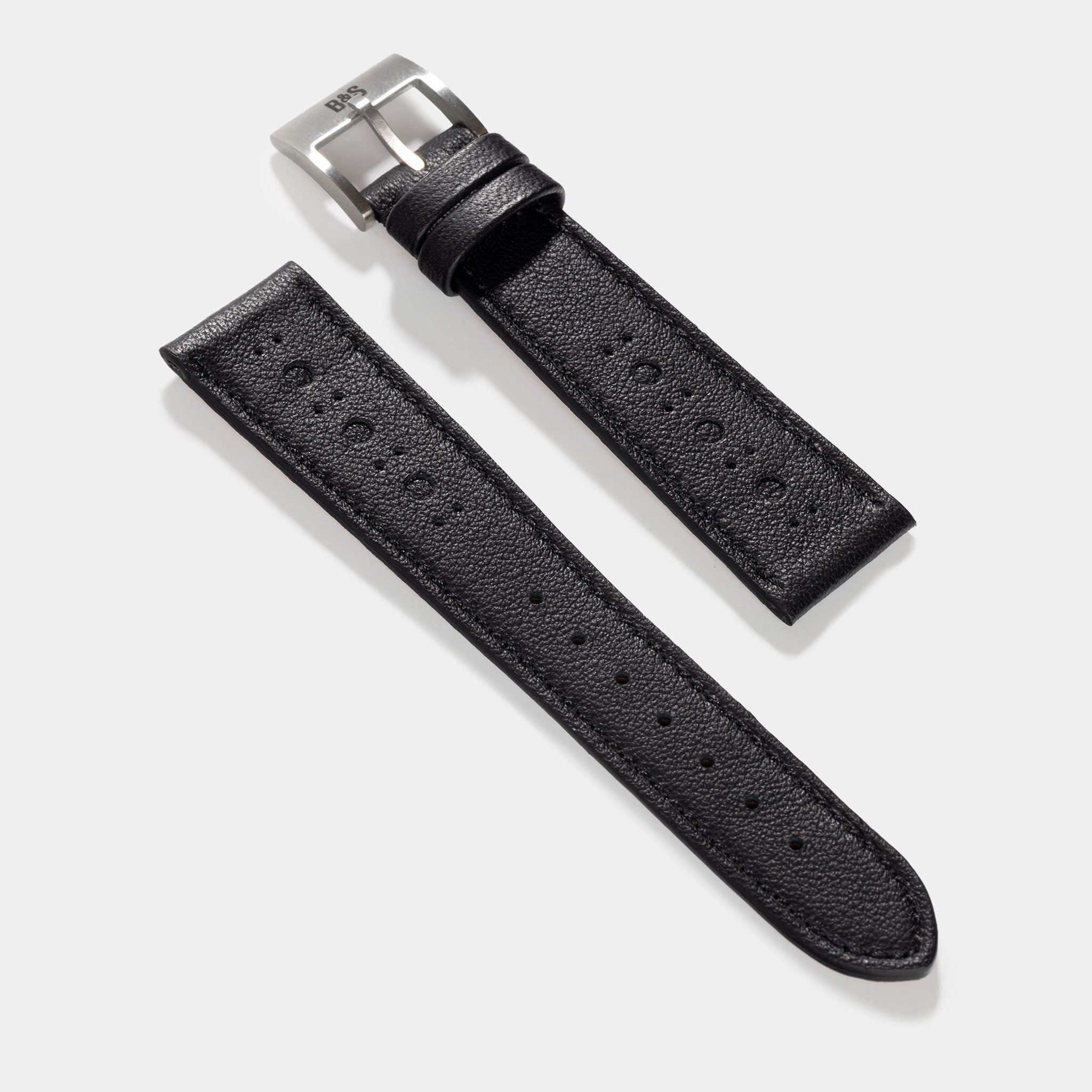 Sample Sale - The Wall Street Black Brogue Leather Watch Strap - 20mm