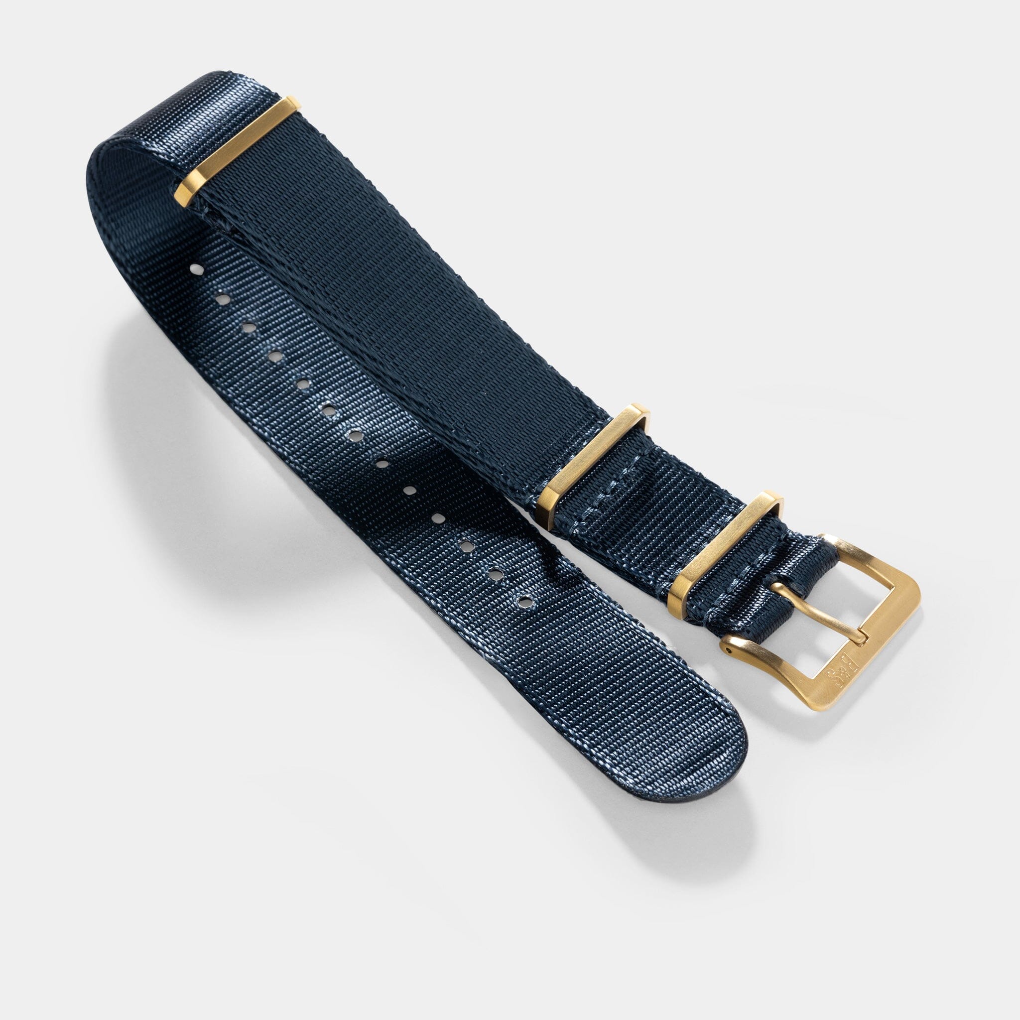 Deluxe Nylon Nato Horlogeband Navy Blue - Mat Goud