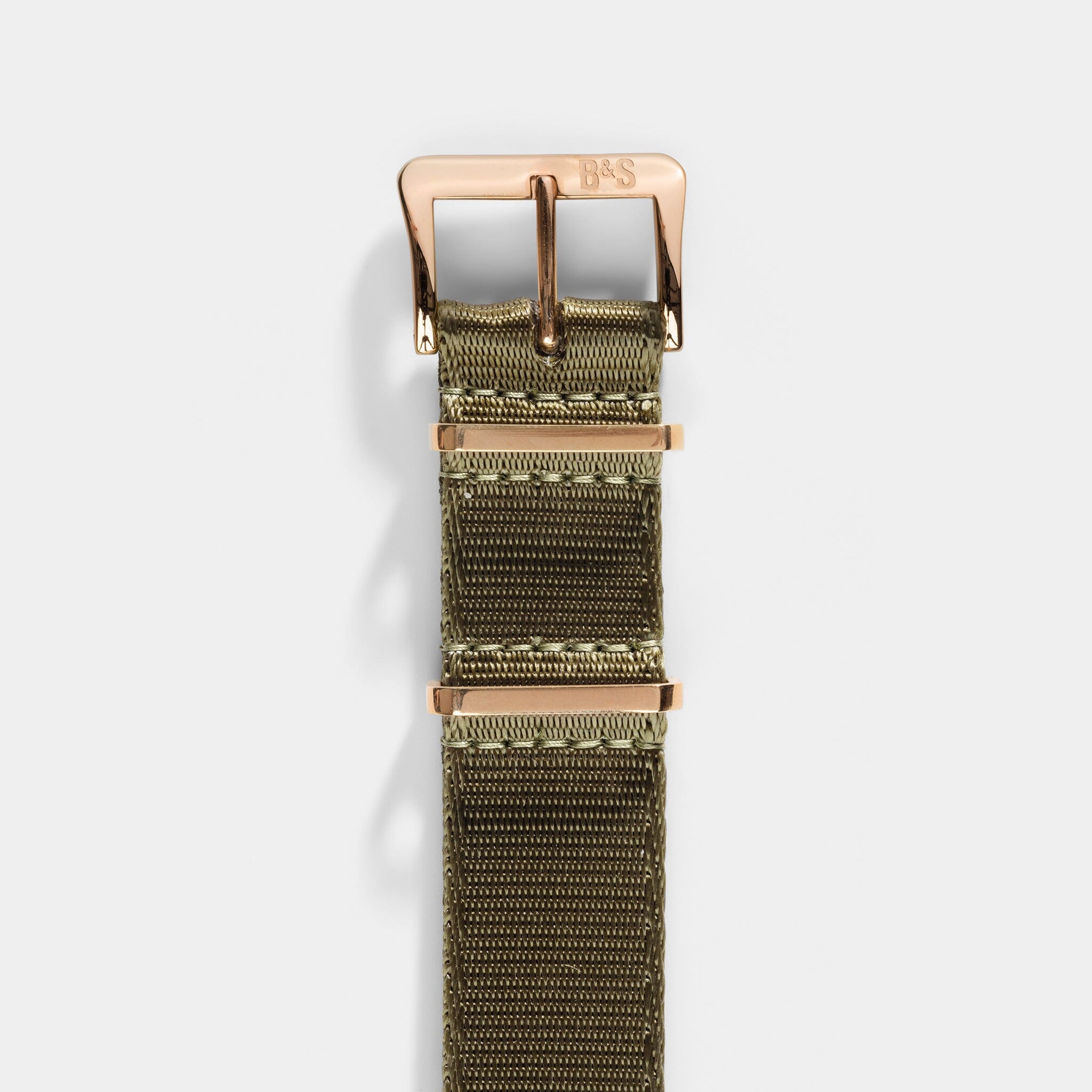 Deluxe Nylon Nato Horlogeband Olive Drab Green - Rose Goud