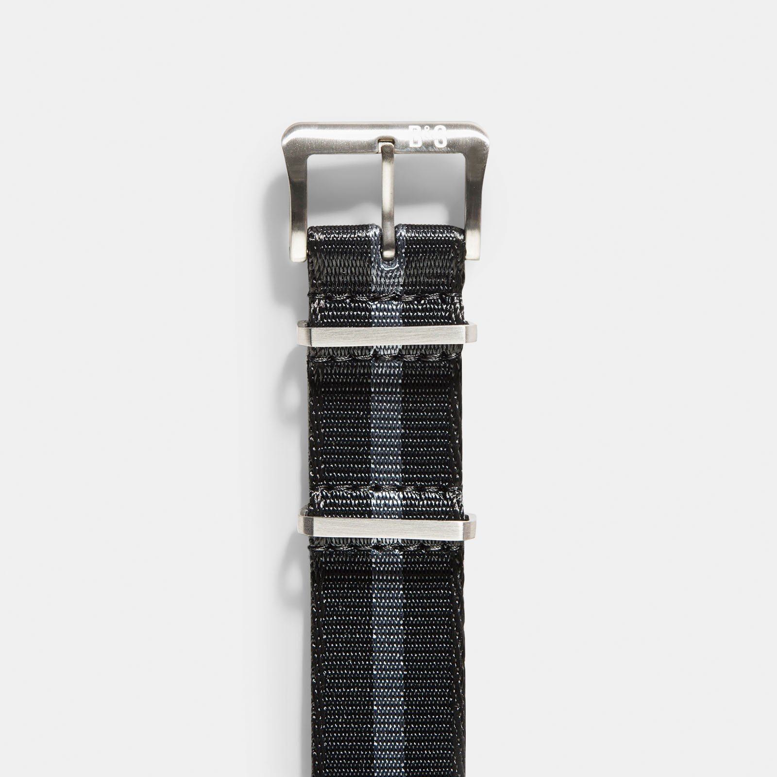 Horlogeband voor IWC Flieger Chronograph - Nylon Single Pass Black Striped (20mm)