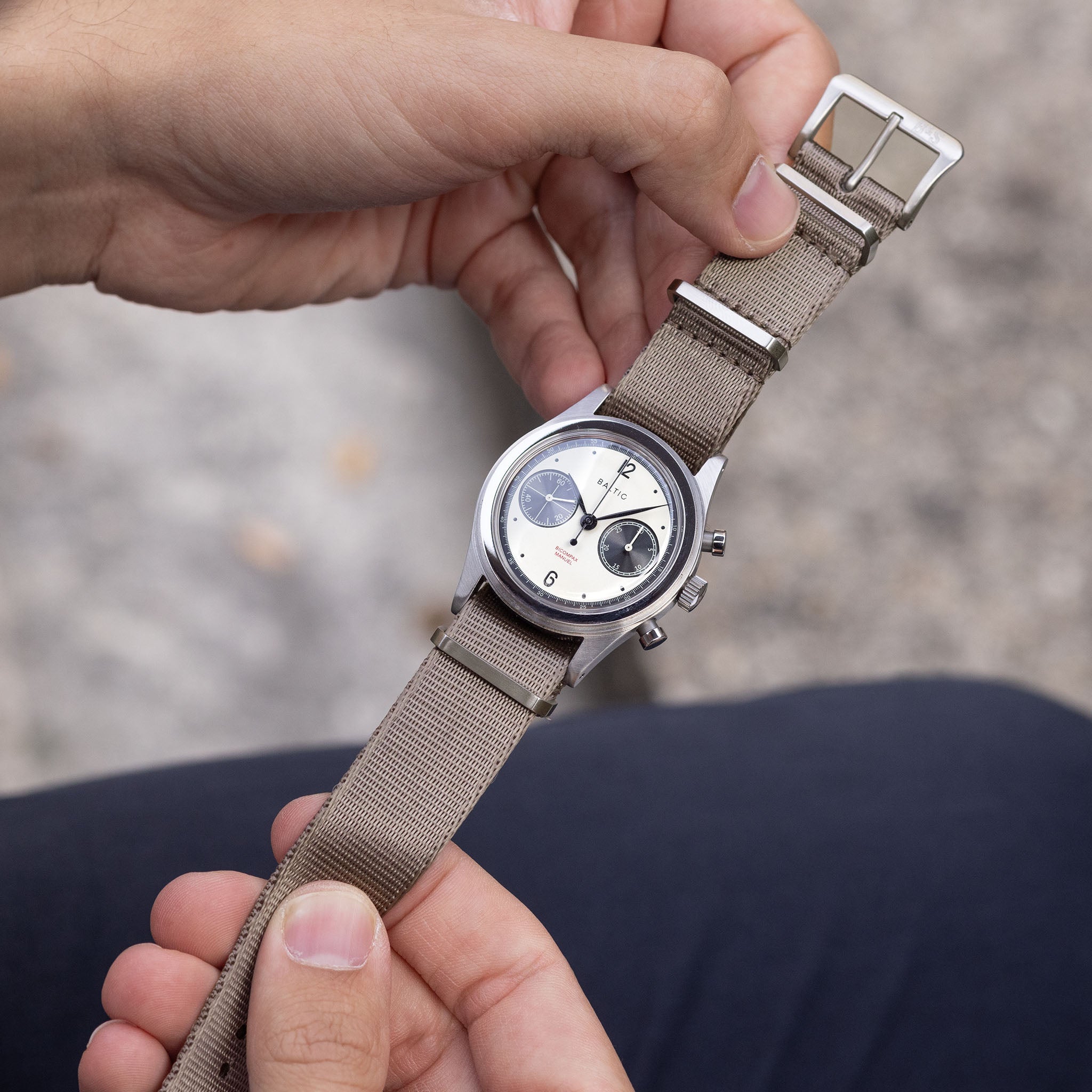 Deluxe Nylon Nato Horlogeband Taupe Grijs