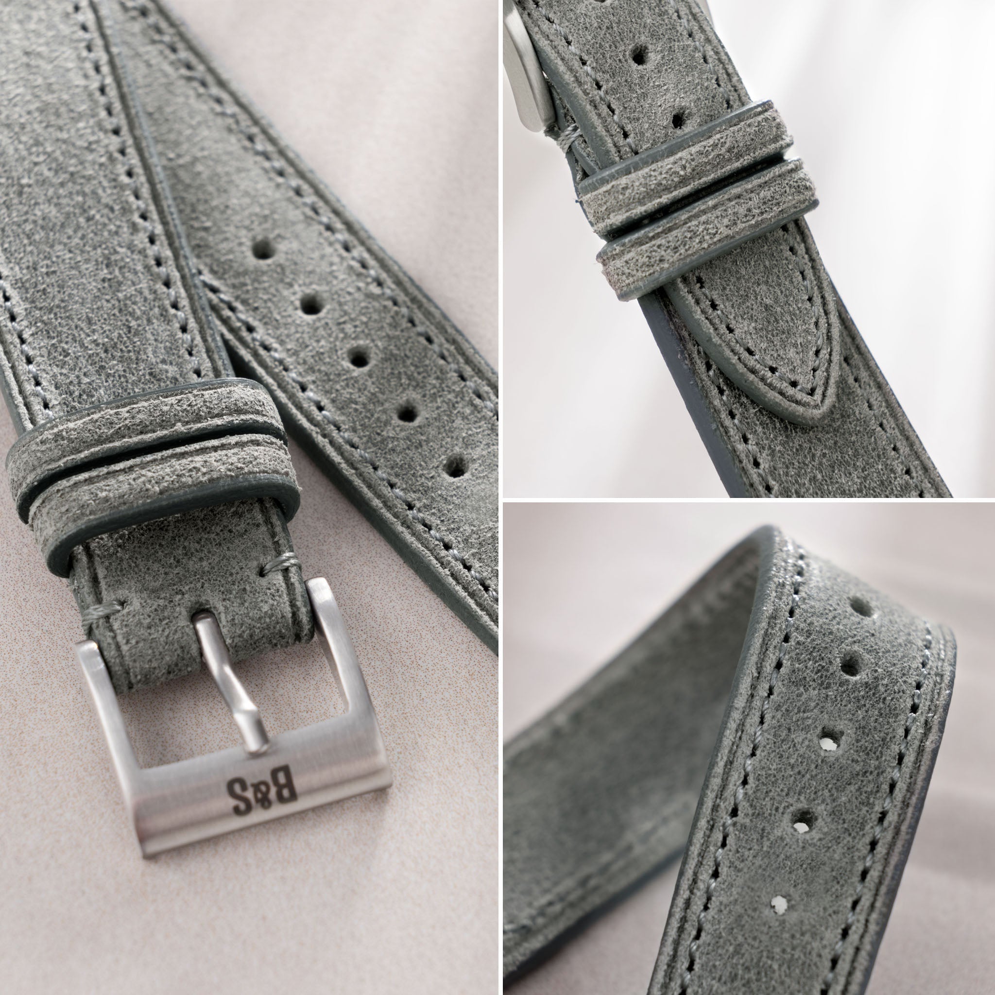 Horlogeband voor IWC Flieger Chronograph - Grey Leather (20mm)