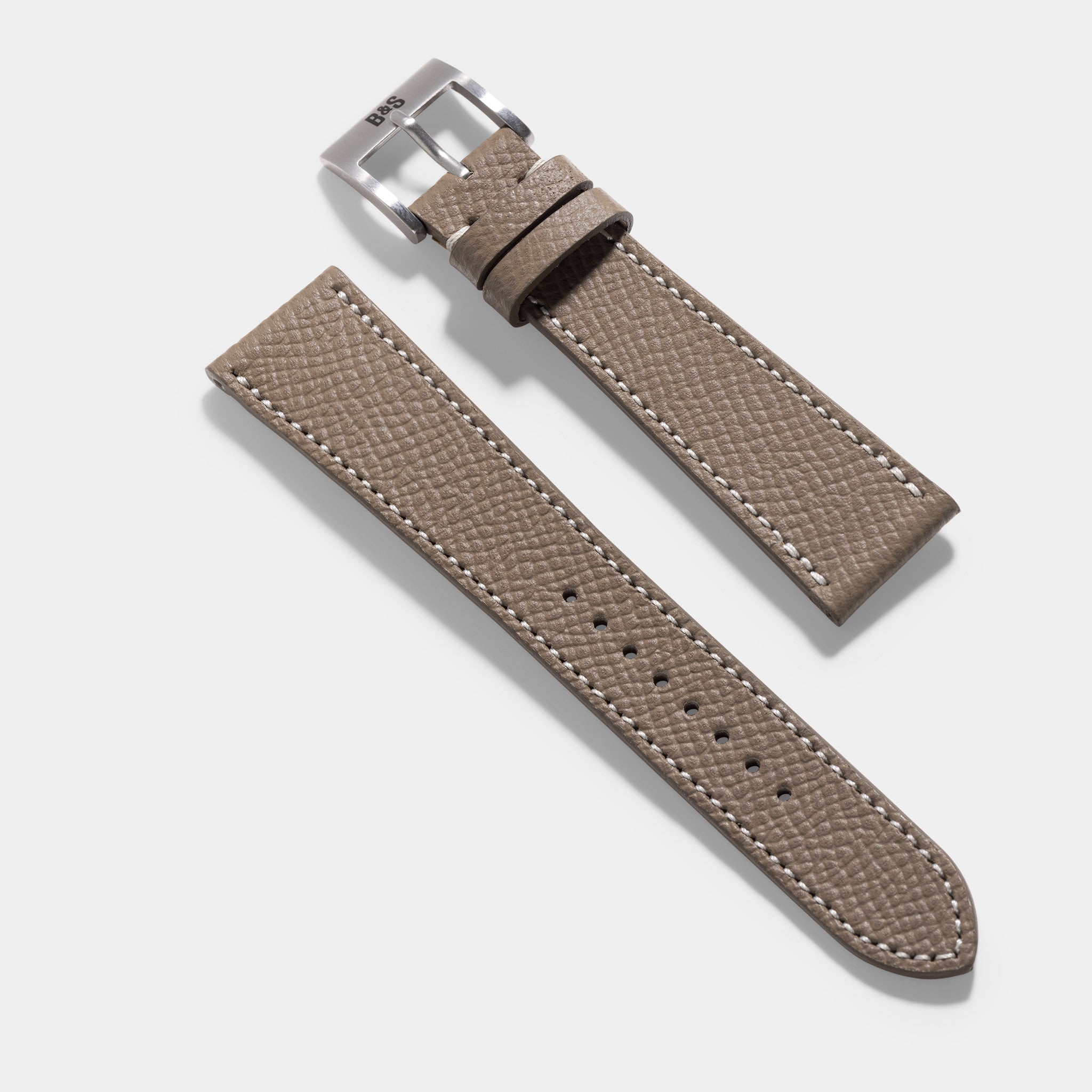 Epsom Taupe Grey Leren Horlogeband