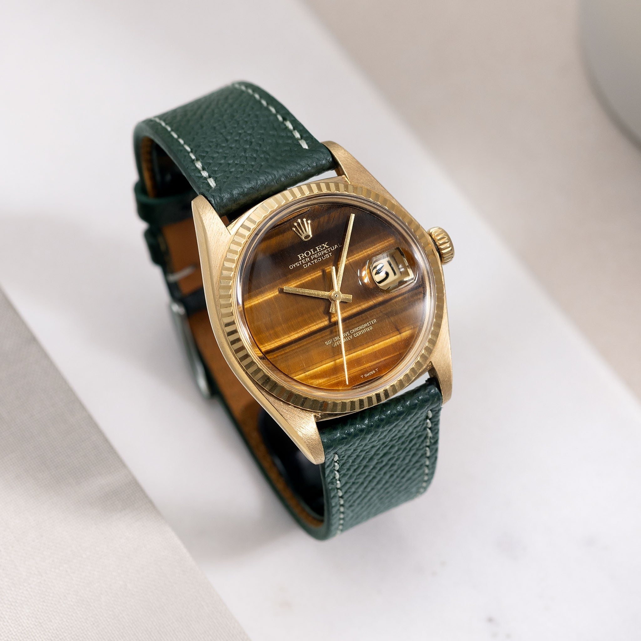 Epsom Dark Green Leren Horlogeband