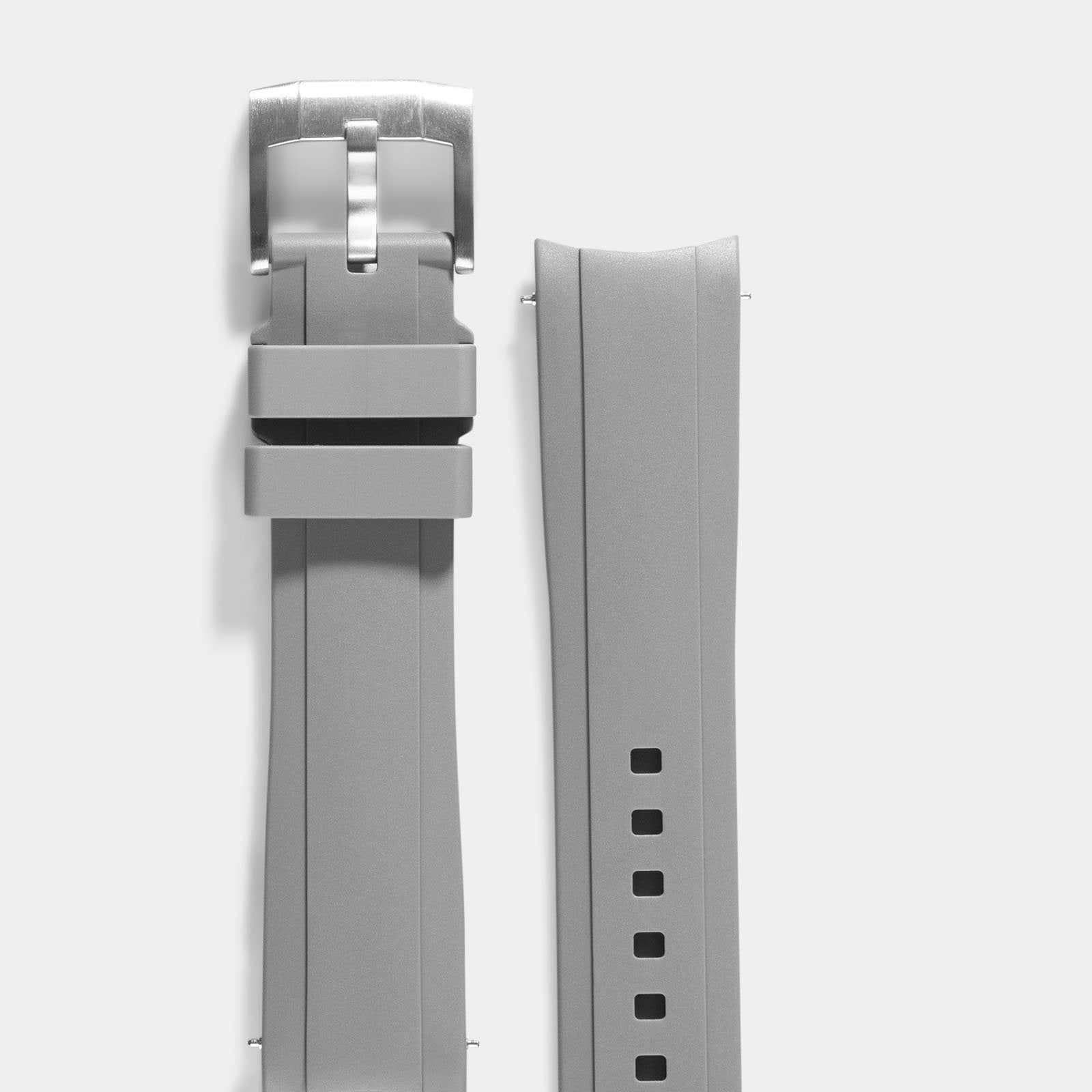 Everest Curved End Grey Rubber Strap With Tang Buckle - ONLY For Modern Rolex