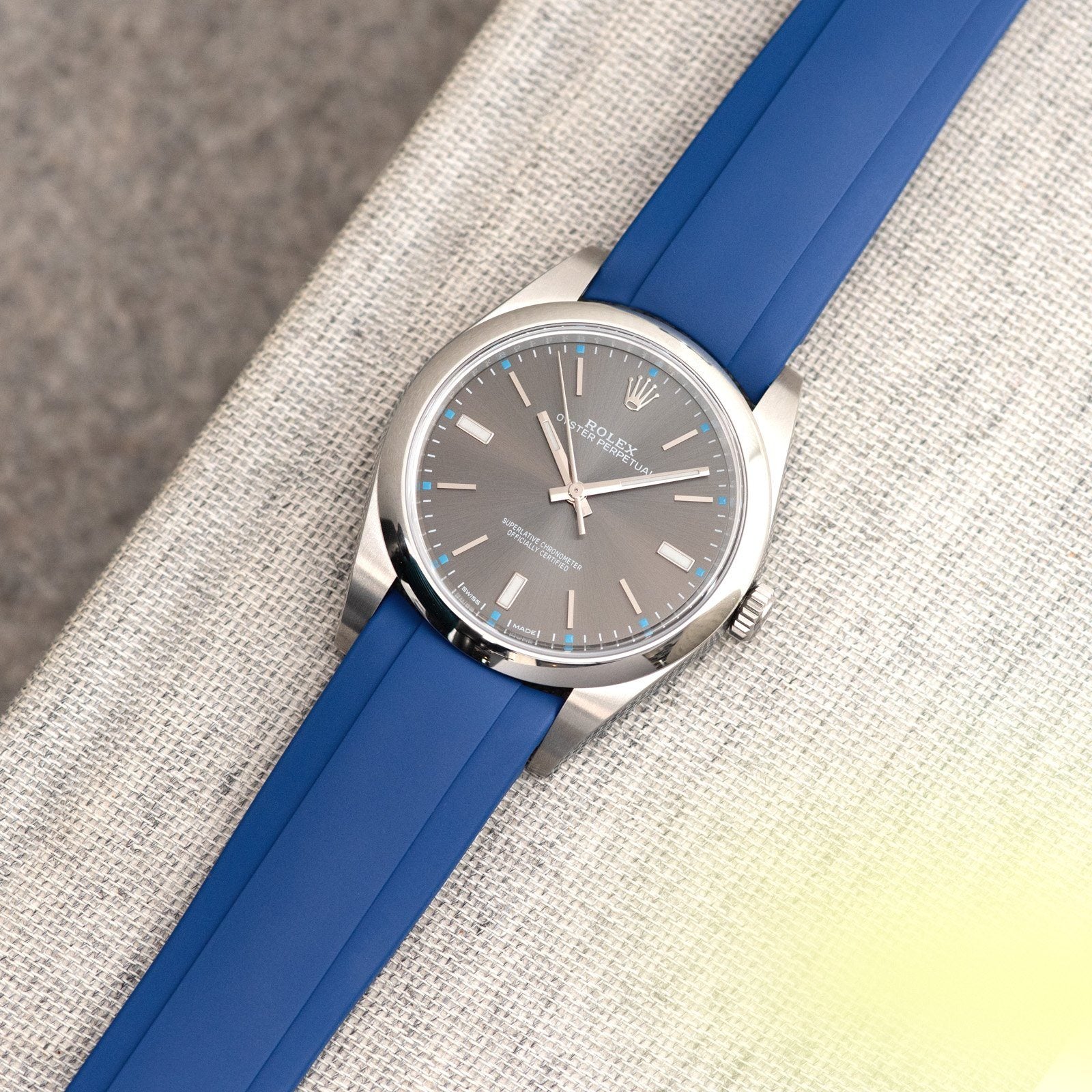 Everest Curved End Blue Rubber Strap With Tang Buckle ONLY For Moder
