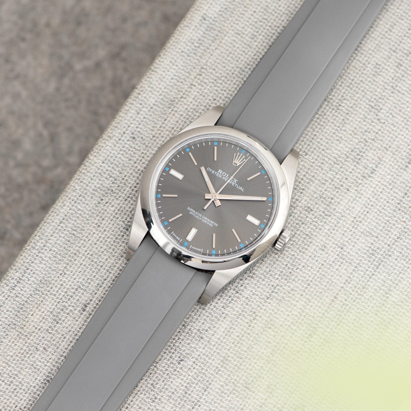 Everest Curved End Grey Rubber Strap With Tang Buckle ONLY For Modern Rolex