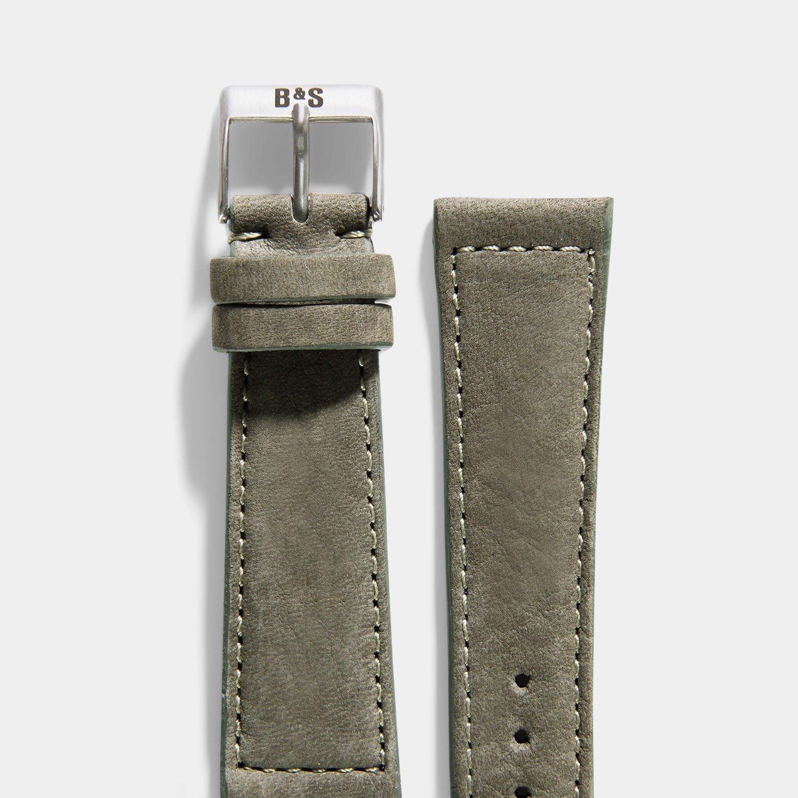 Olive Grey Nubuck Leren Horlogeband