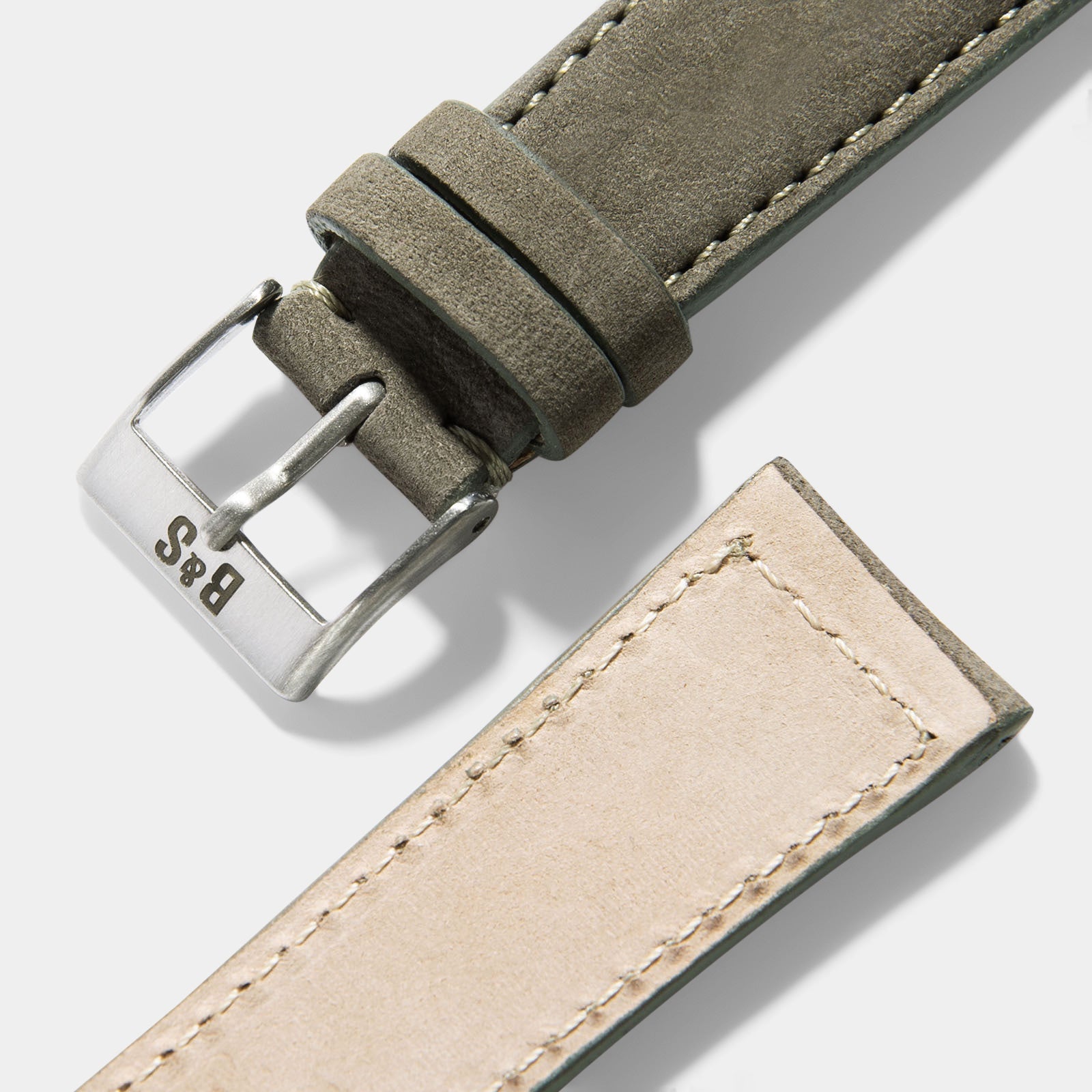 Olive Grey Nubuck Leren Horlogeband