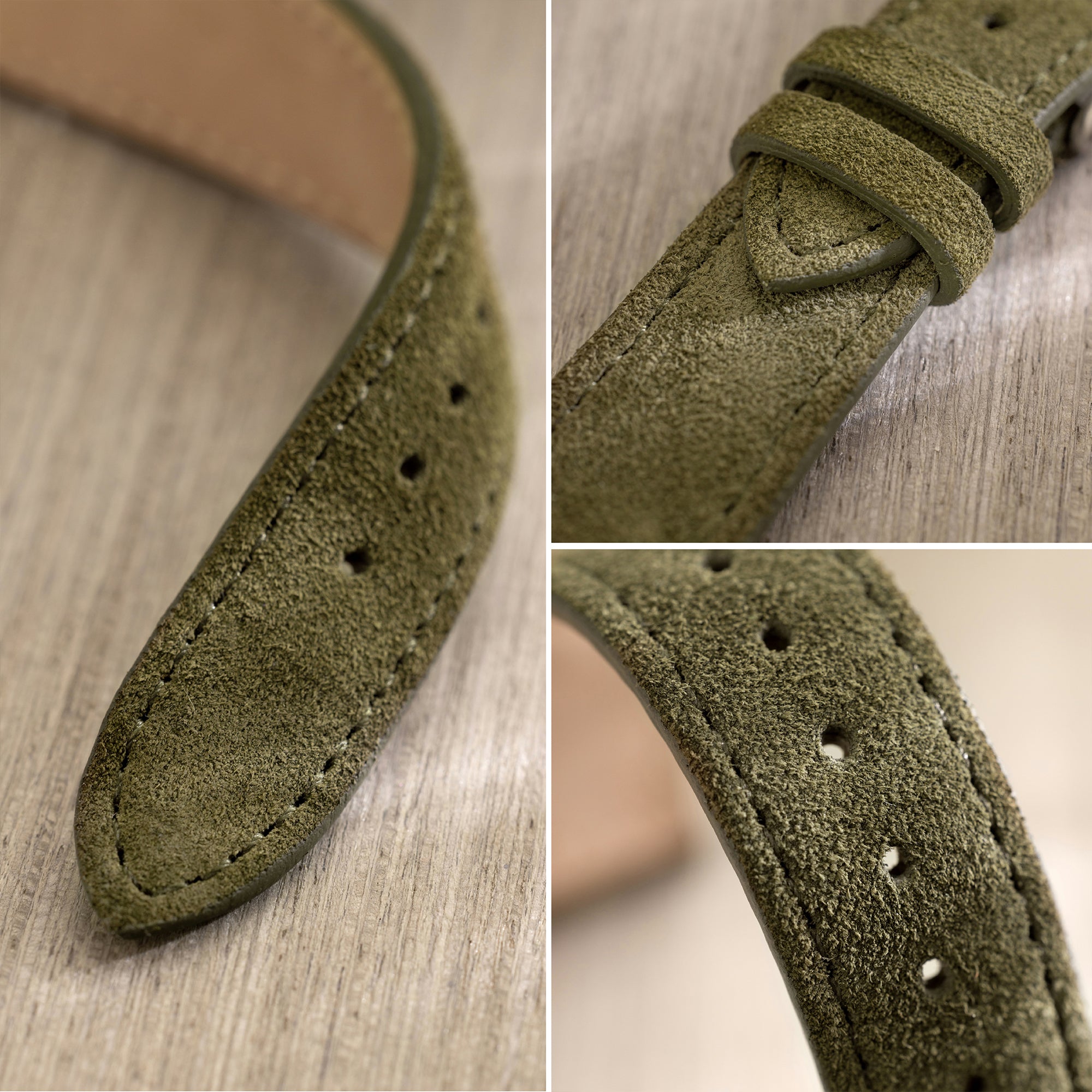 Dark Olive Green Suede Leather Watch Strap