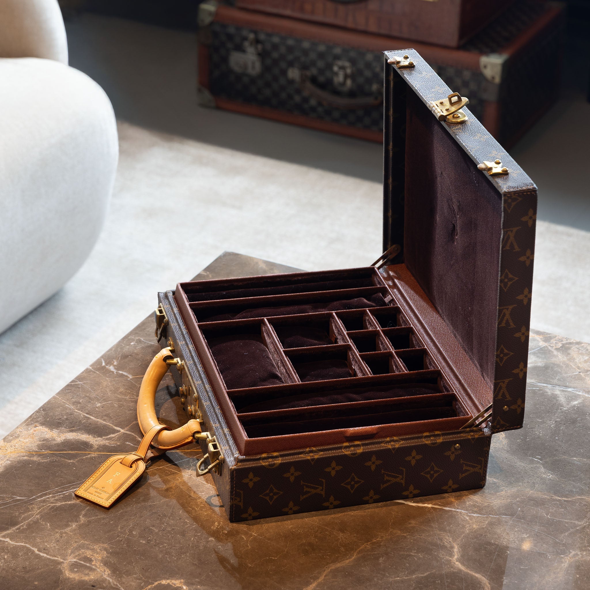 Louis Vuitton Boite Bijoux Monogram Jewelry Vanity Case Travel Trunk Hard Box