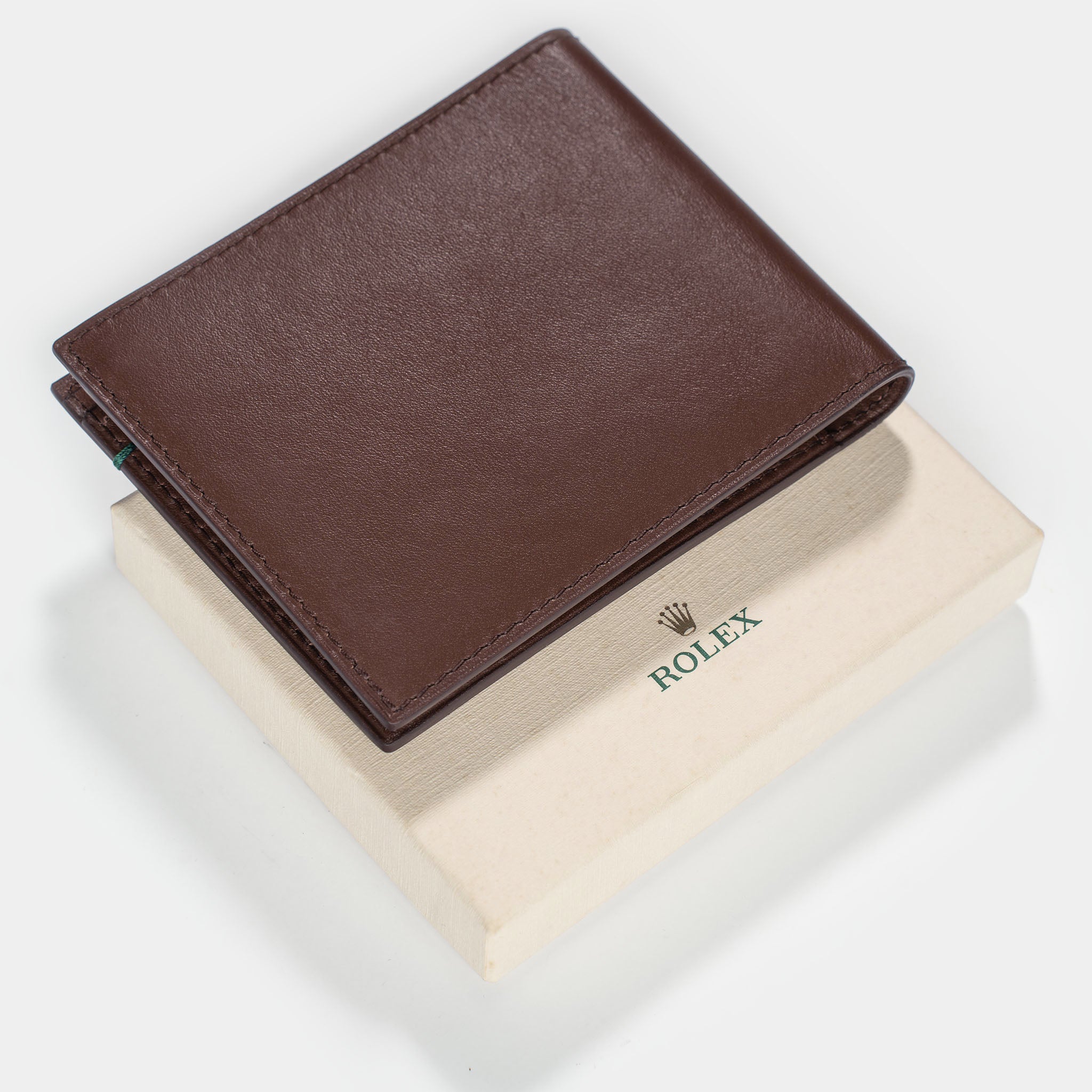 Rolex chestnut brown leather men’s wallet