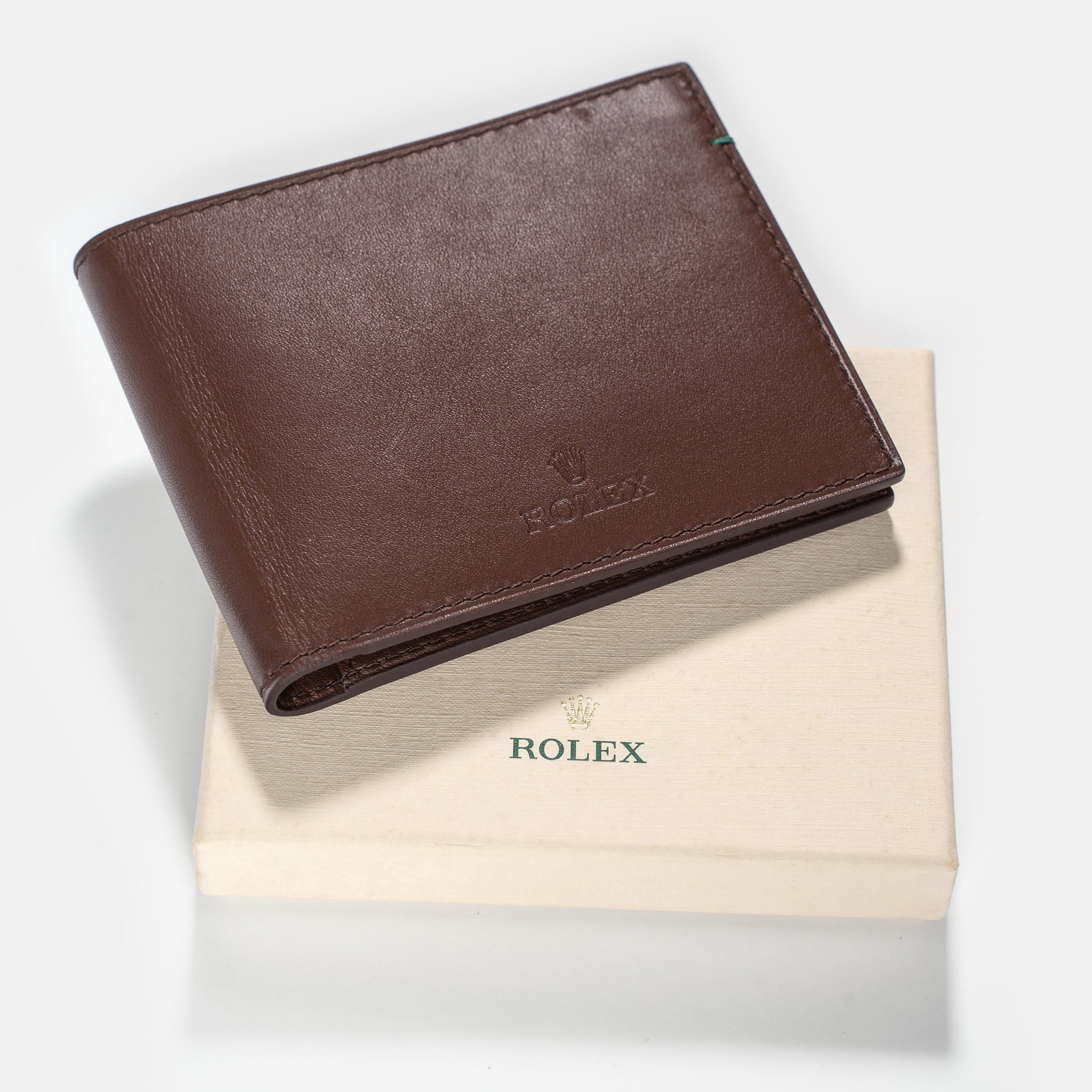 Rolex chestnut brown leather men’s wallet