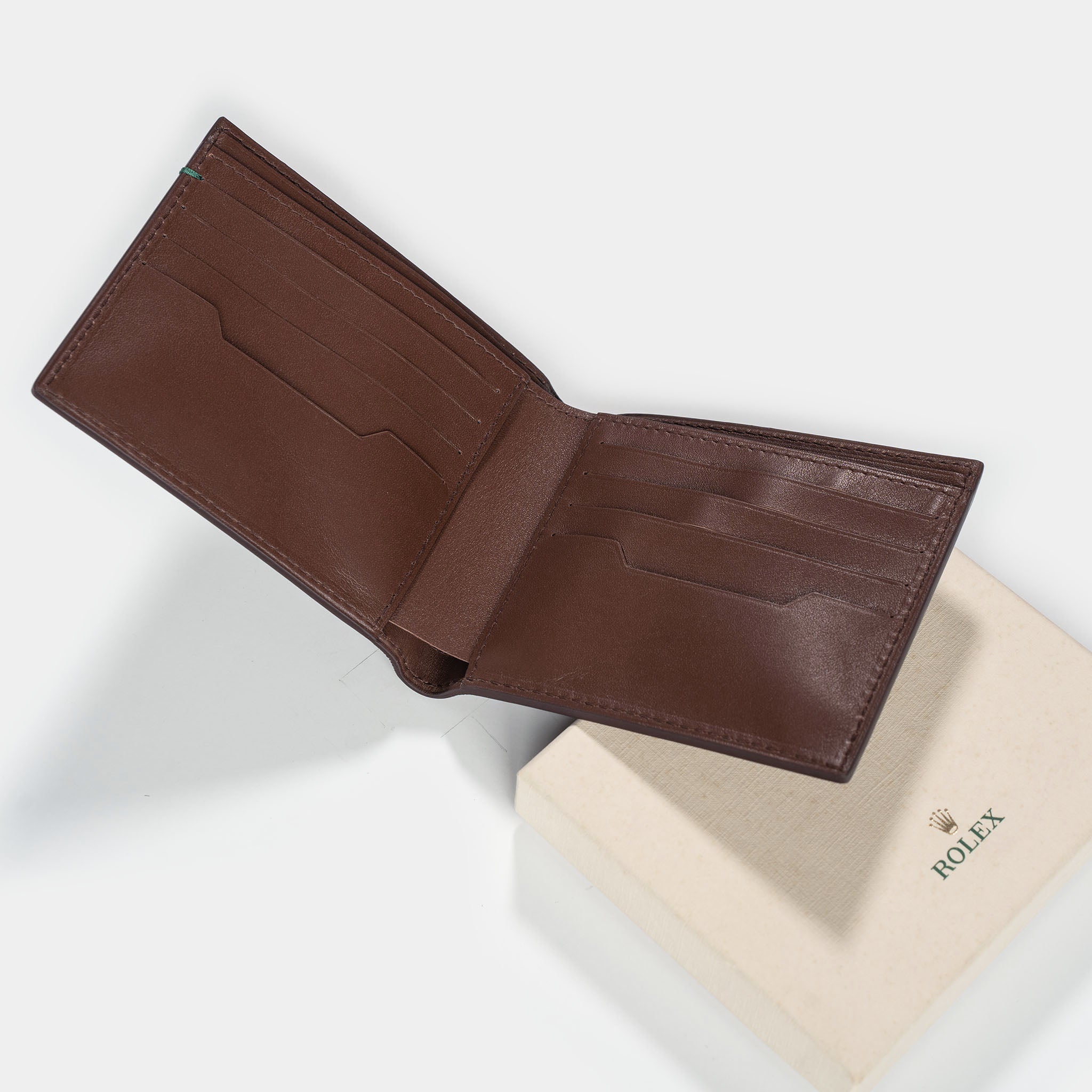 Rolex chestnut brown leather men’s wallet