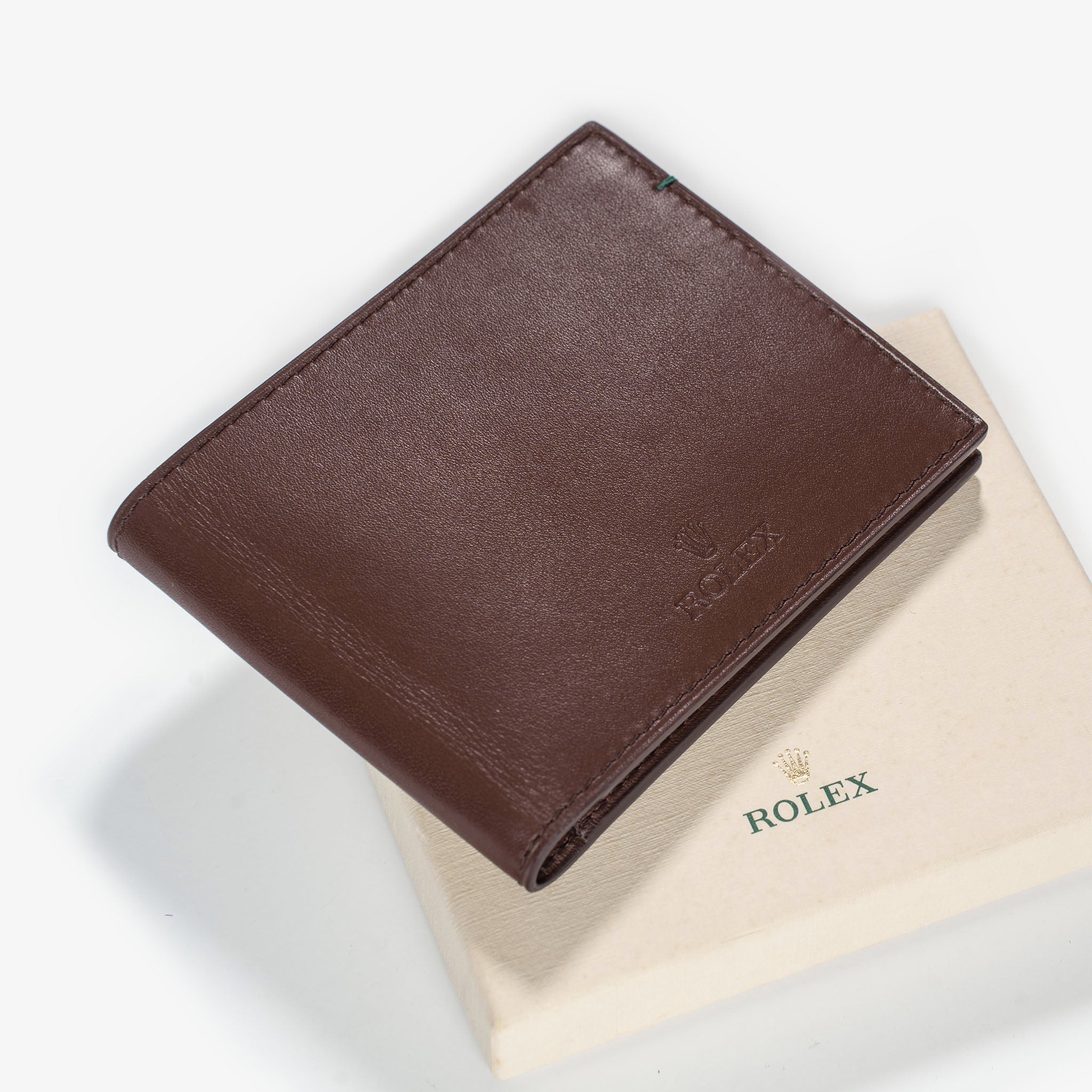 Rolex chestnut brown leather men’s wallet