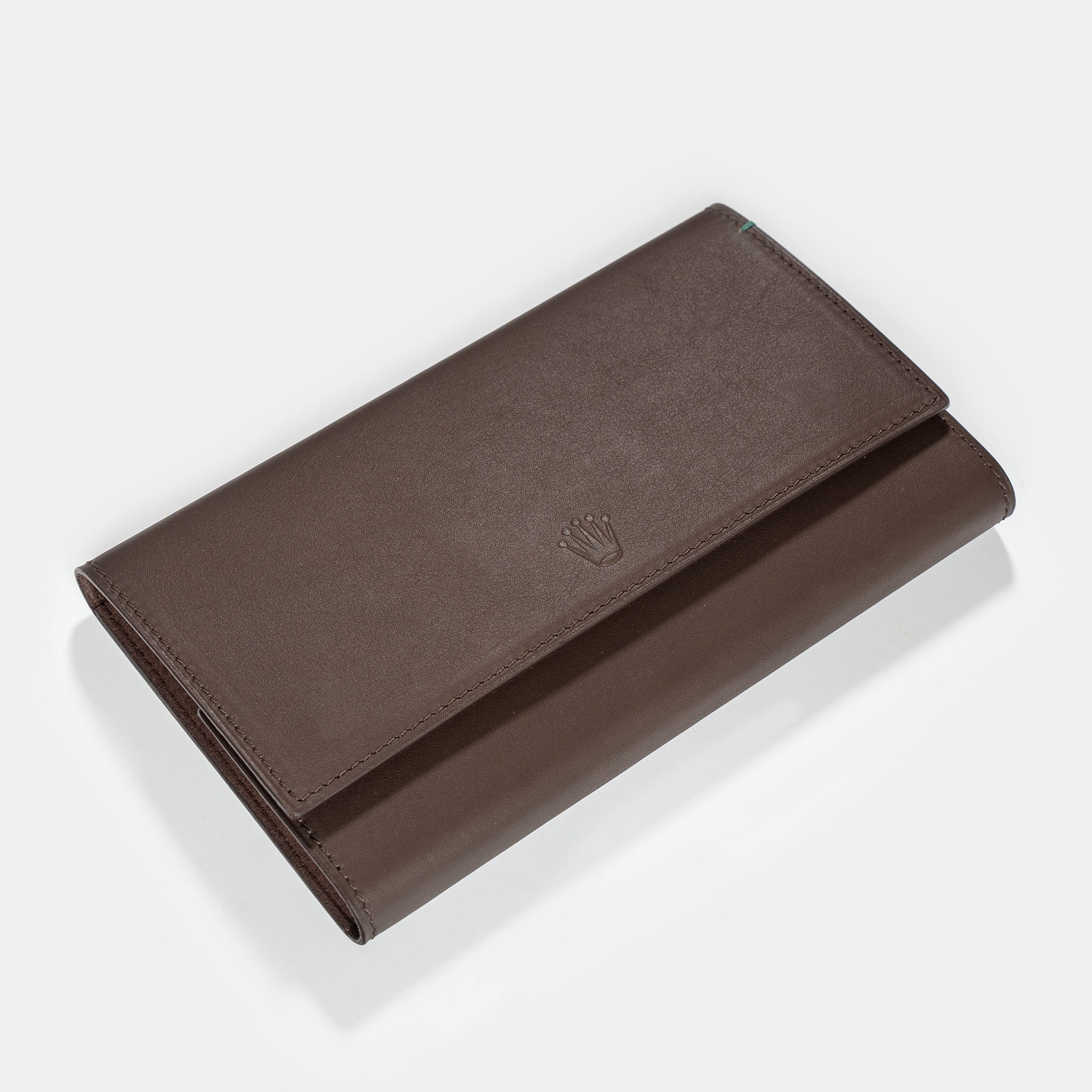 Rolex 3 slots watch pouch in espresso brown leather