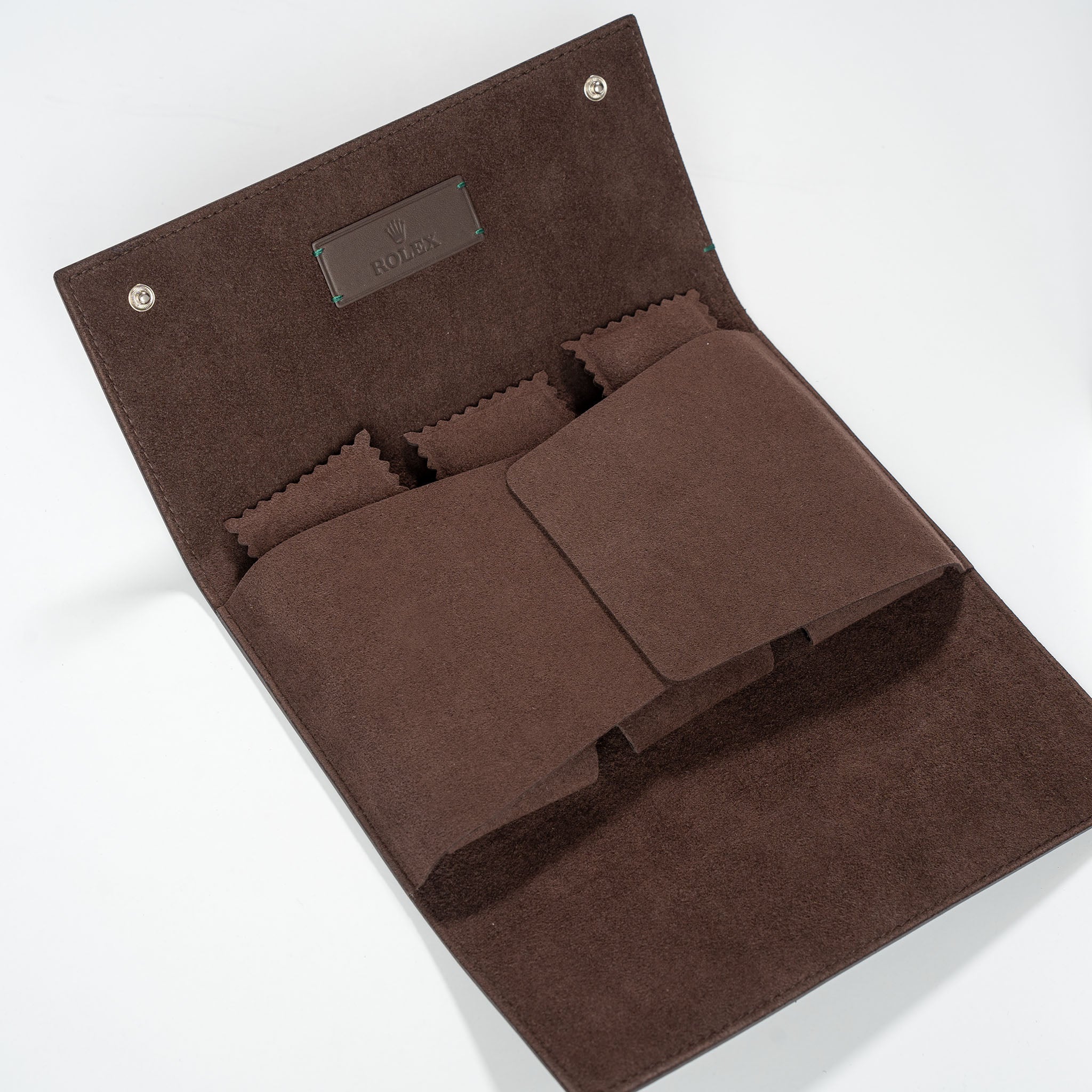 Rolex 3 slots watch pouch in espresso brown leather