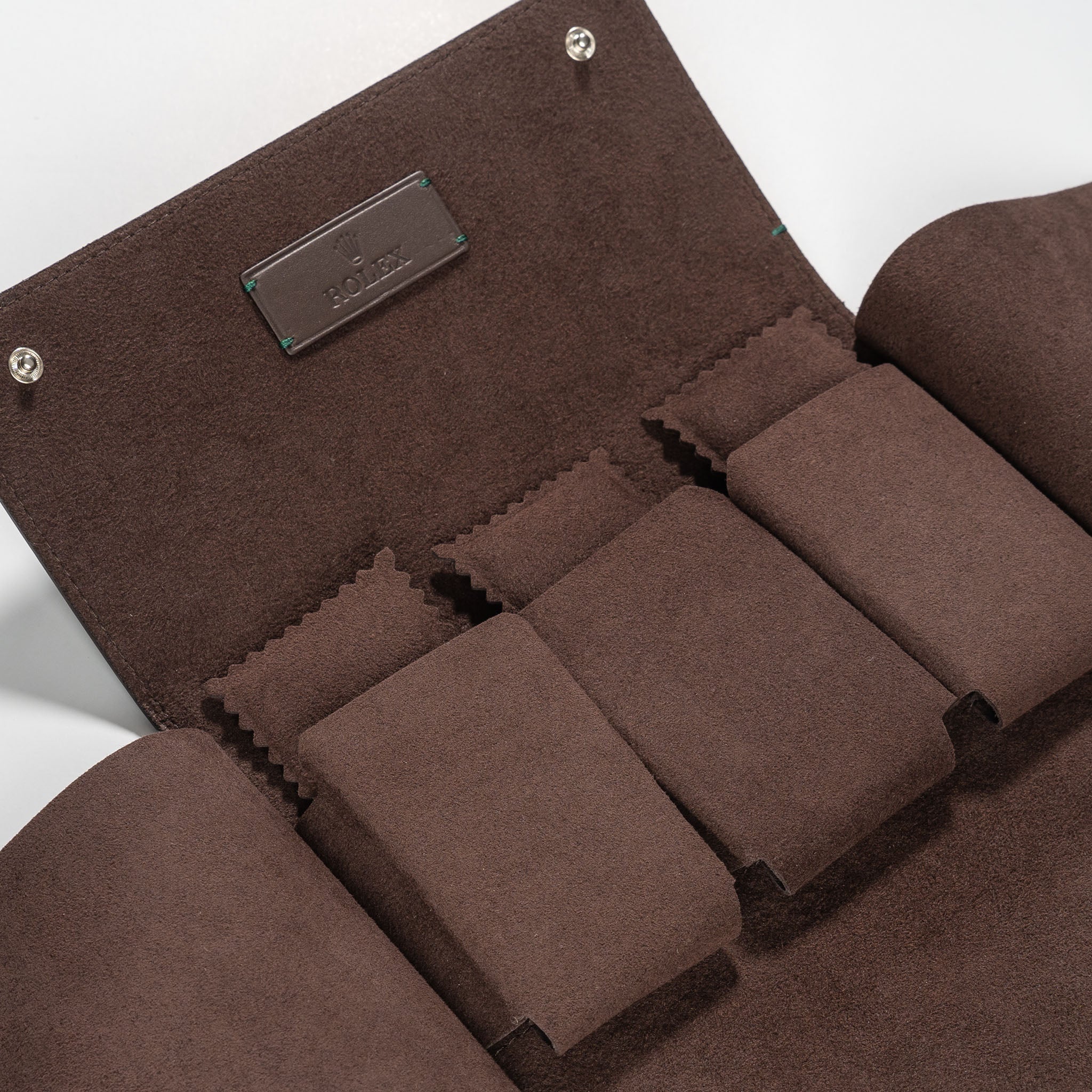 Rolex 3 slots watch pouch in espresso brown leather