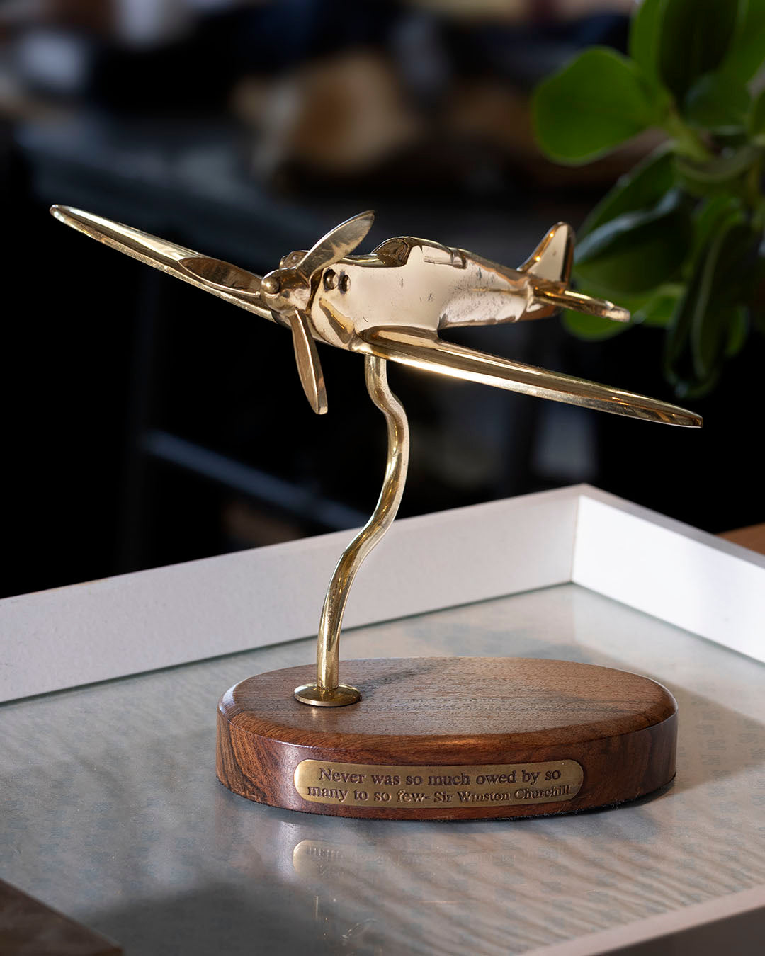 1950s Brass Spitfire Desk Airplane