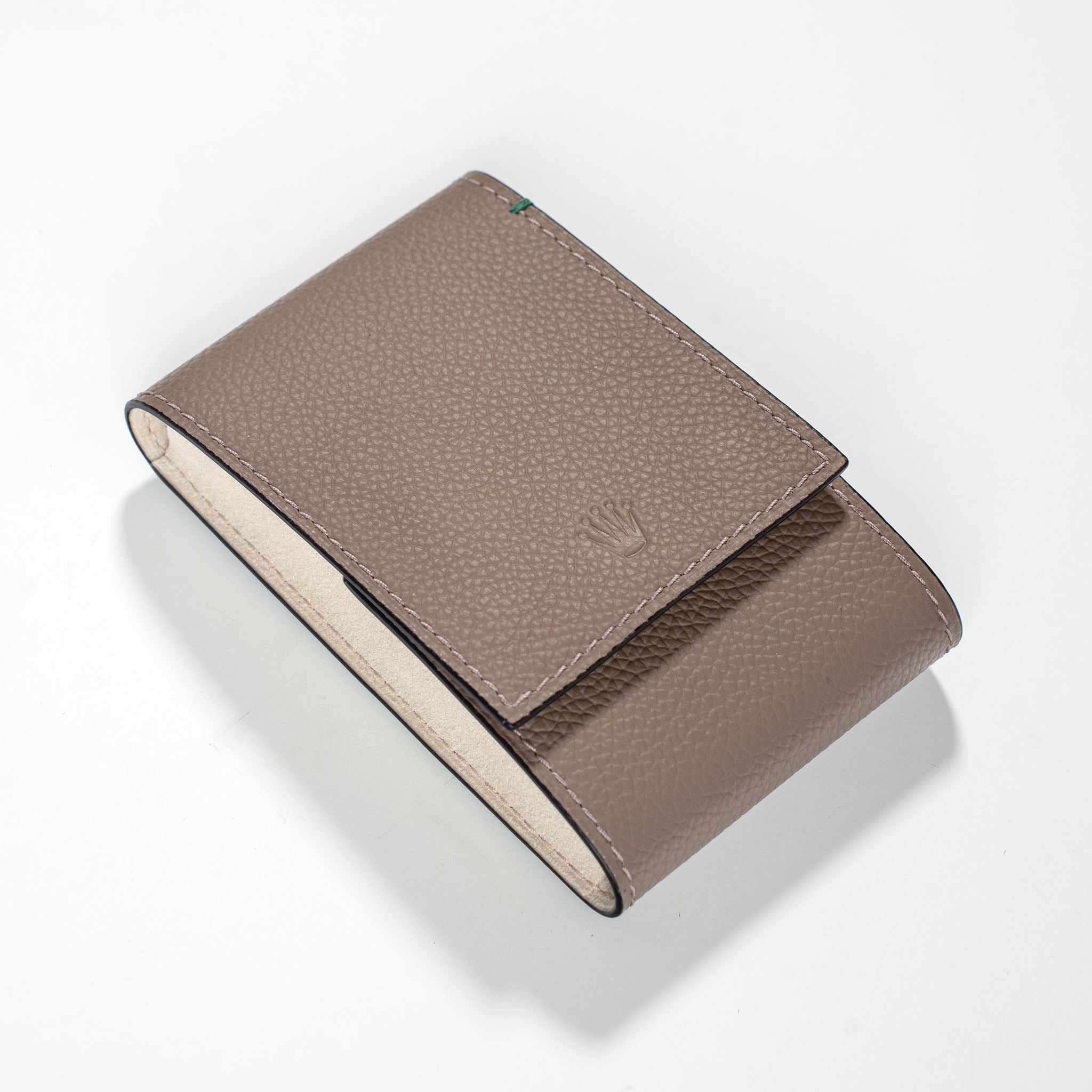 Taupe color single watch leather pouch