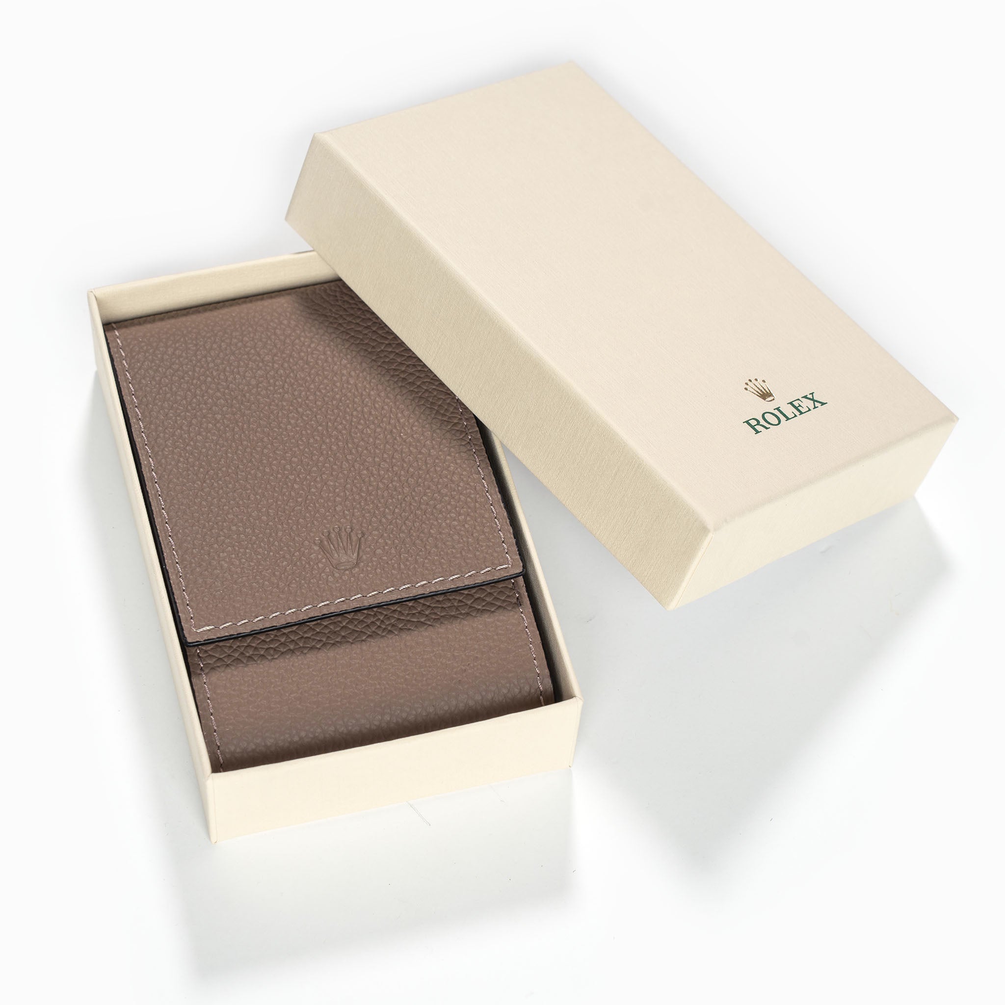 Taupe color single watch leather pouch