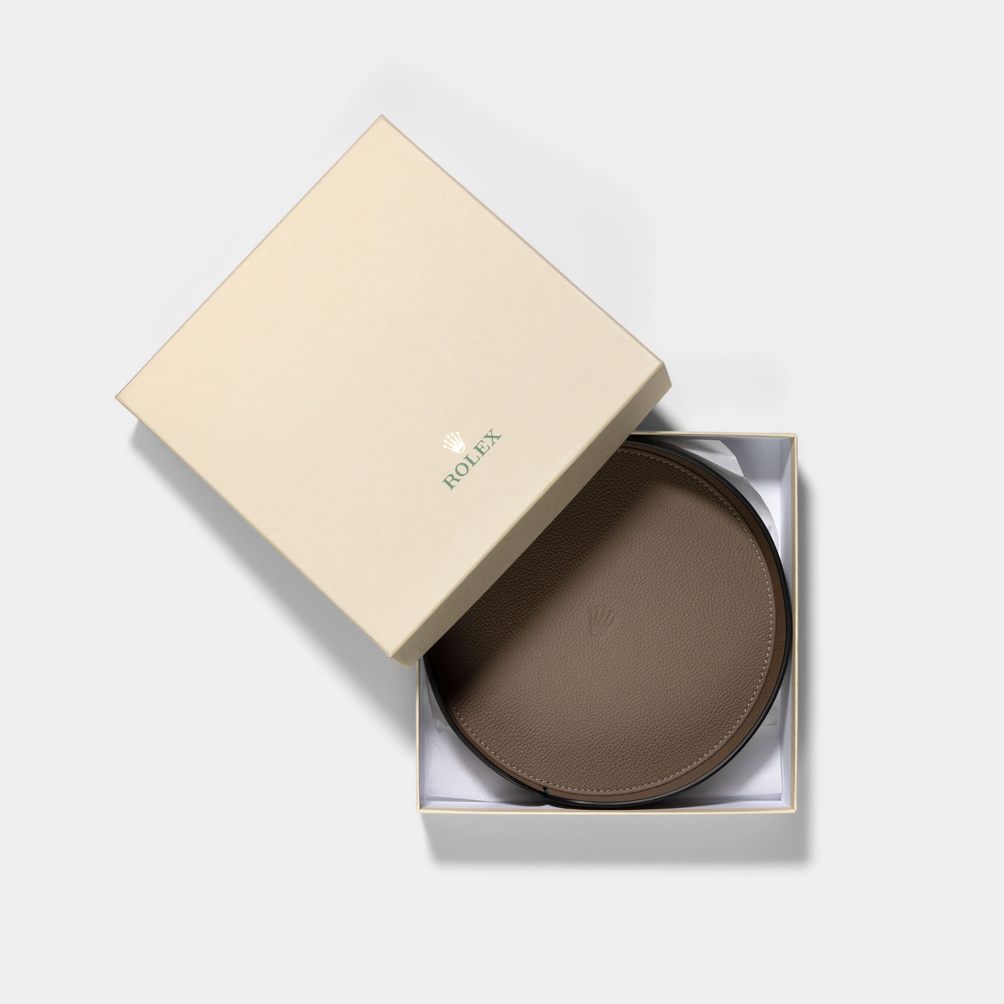 Rolex taupe color leather organiser tray