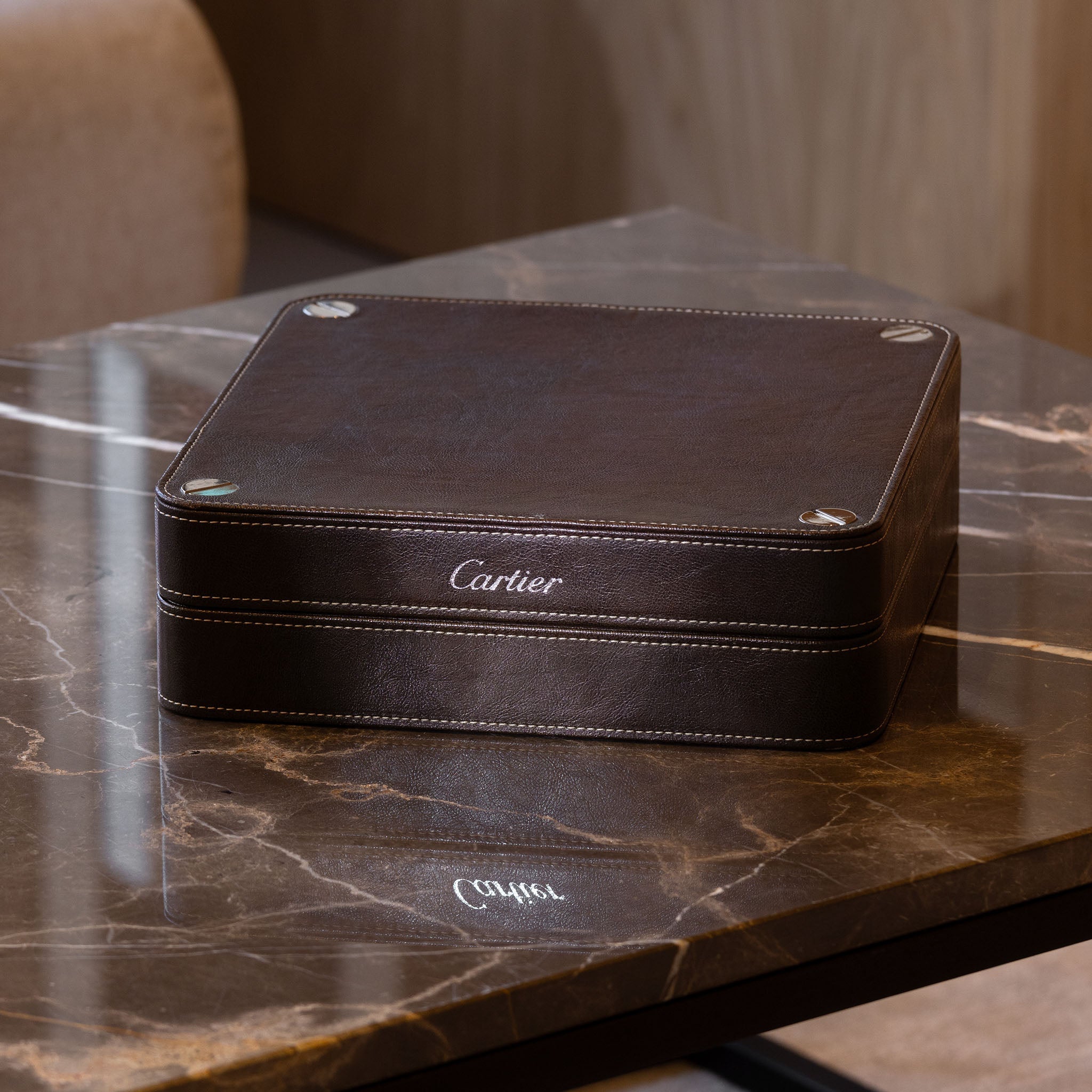 Cartier Luxury Brown 4 Leather Watch Box