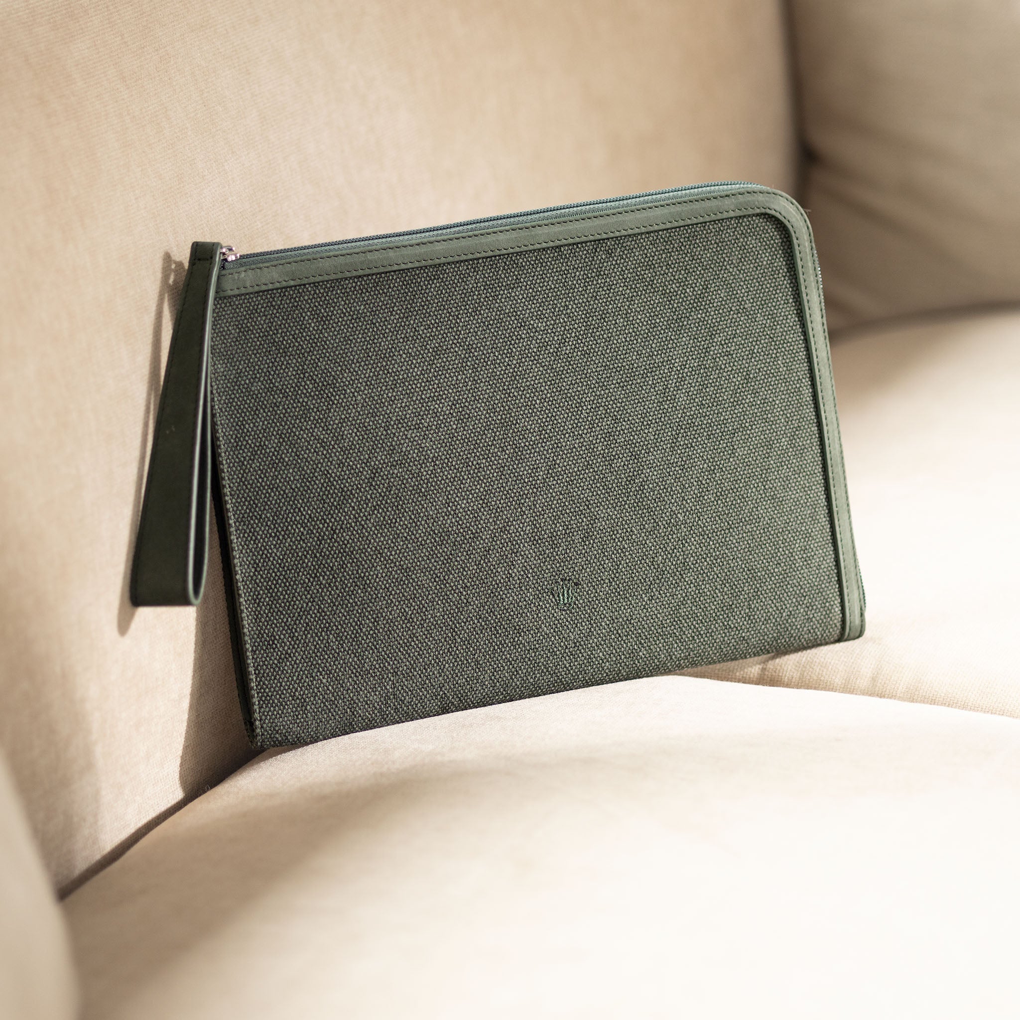 Rolex Green canvas clutch