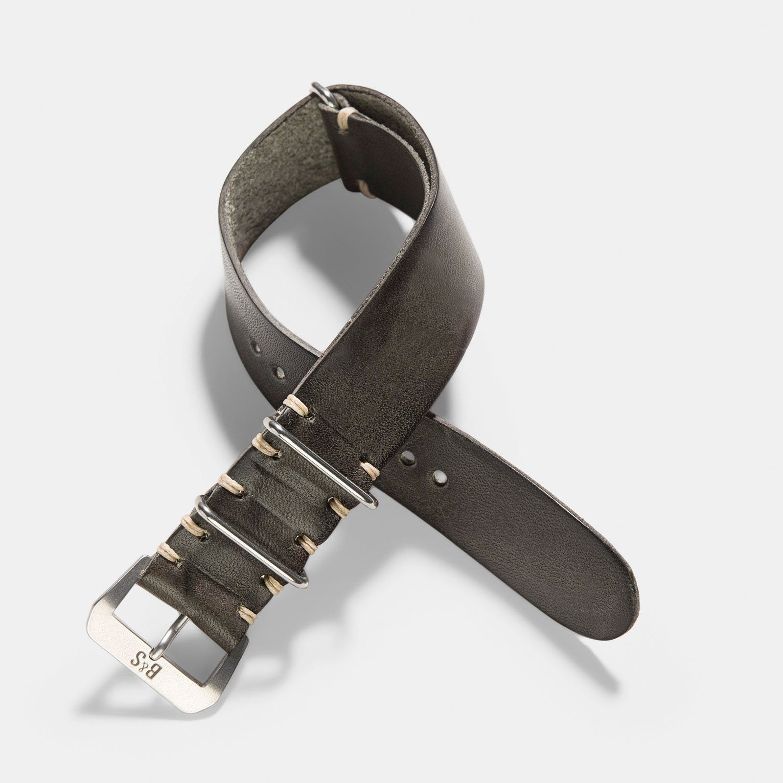 Piombo Grey Nato Leren Horlogeband