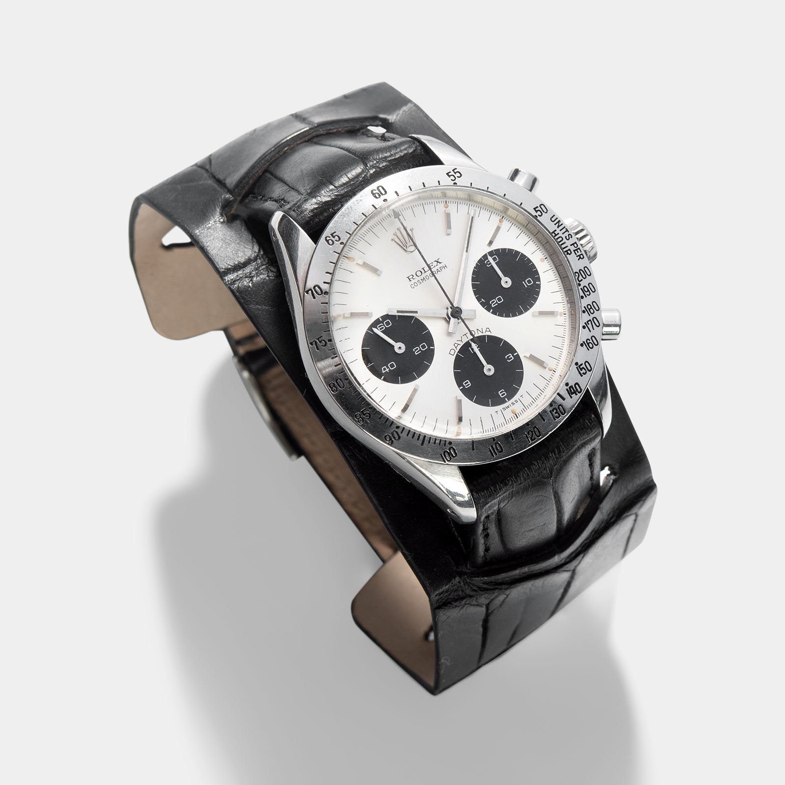 Black Croco Leather Bund Strap