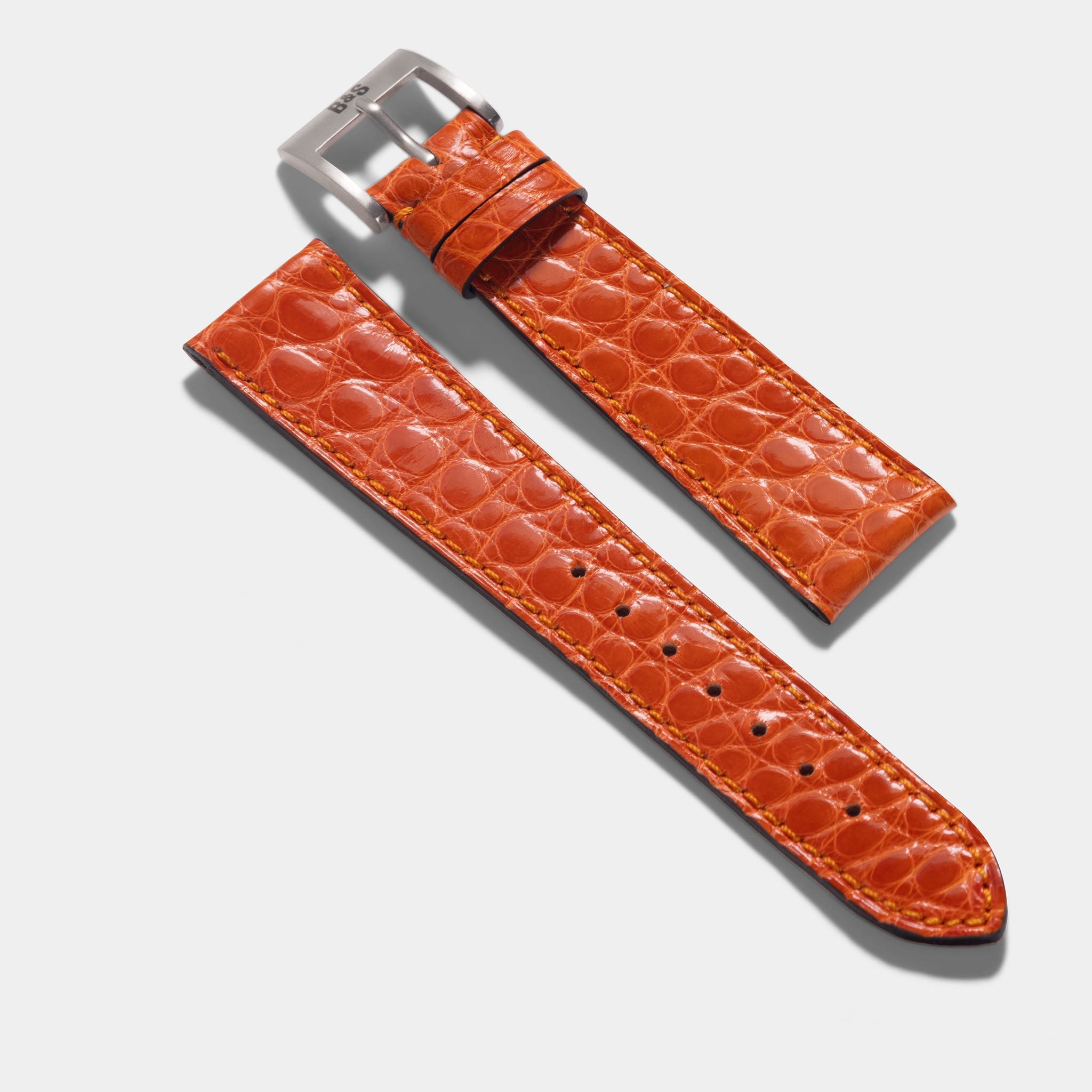 Brilliant Orange Alligator Leren Horlogeband